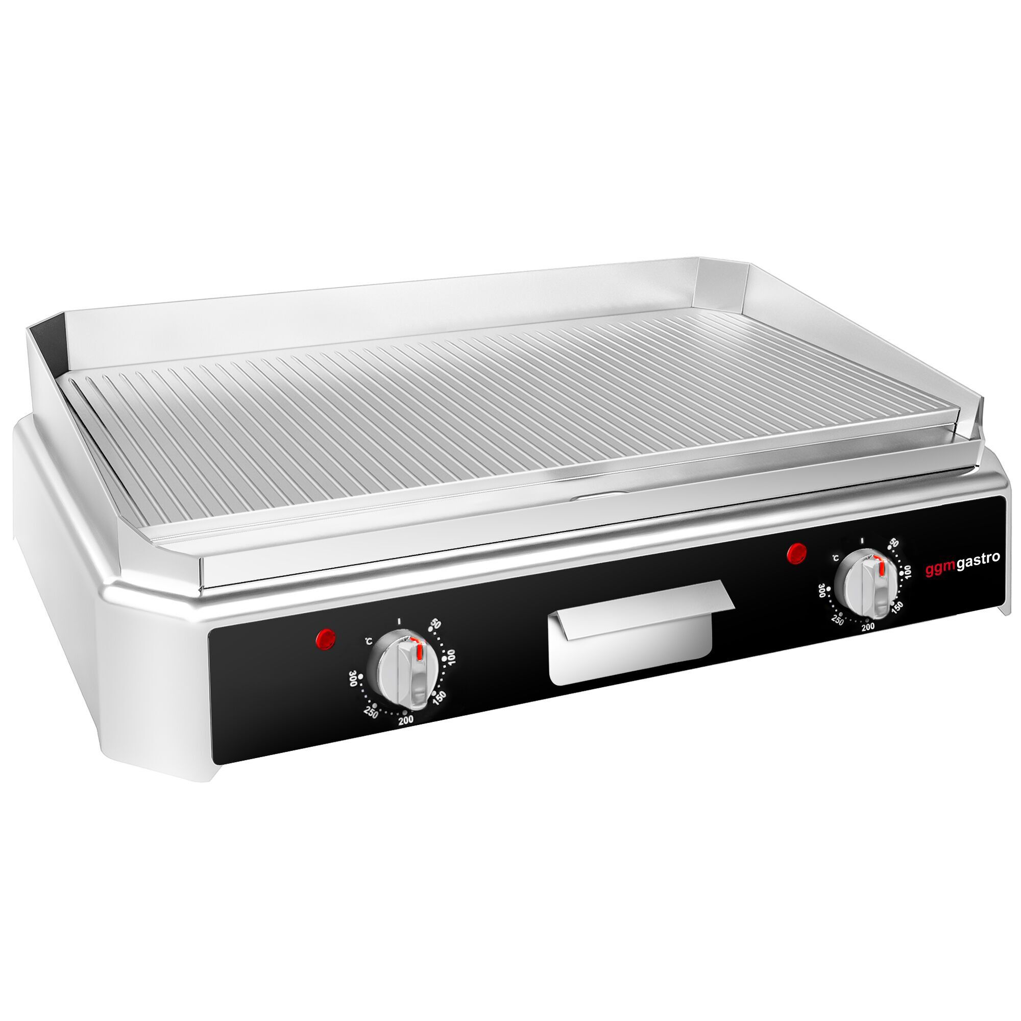 Plancha électrique - plaque acier - 2 zones - 5,0 kW - Rainurée - Surface de cuisson : 790x445mm