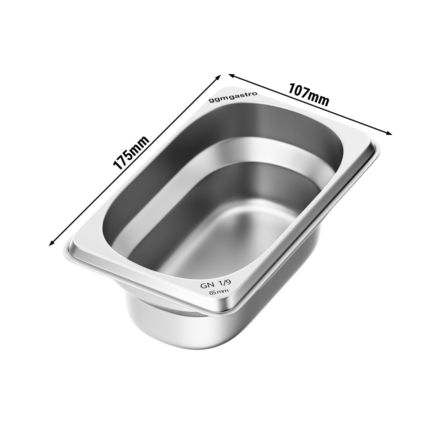 (6 pièces) Récipients en acier inoxydable GN 1/9 - Hauteur : 65mm