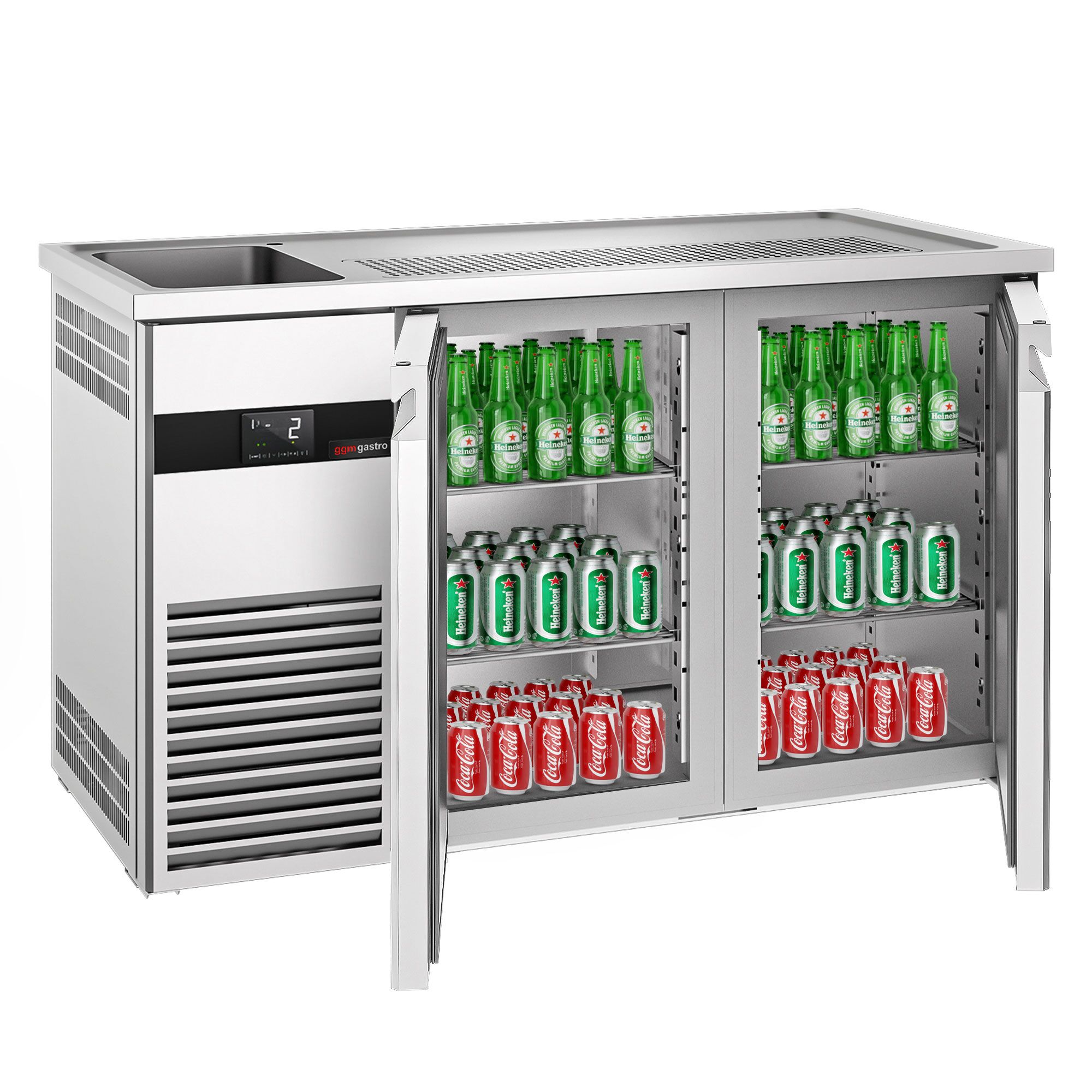 Comptoir de bar réfrigéré PREMIUM - 1550x700mm - 2 portes  