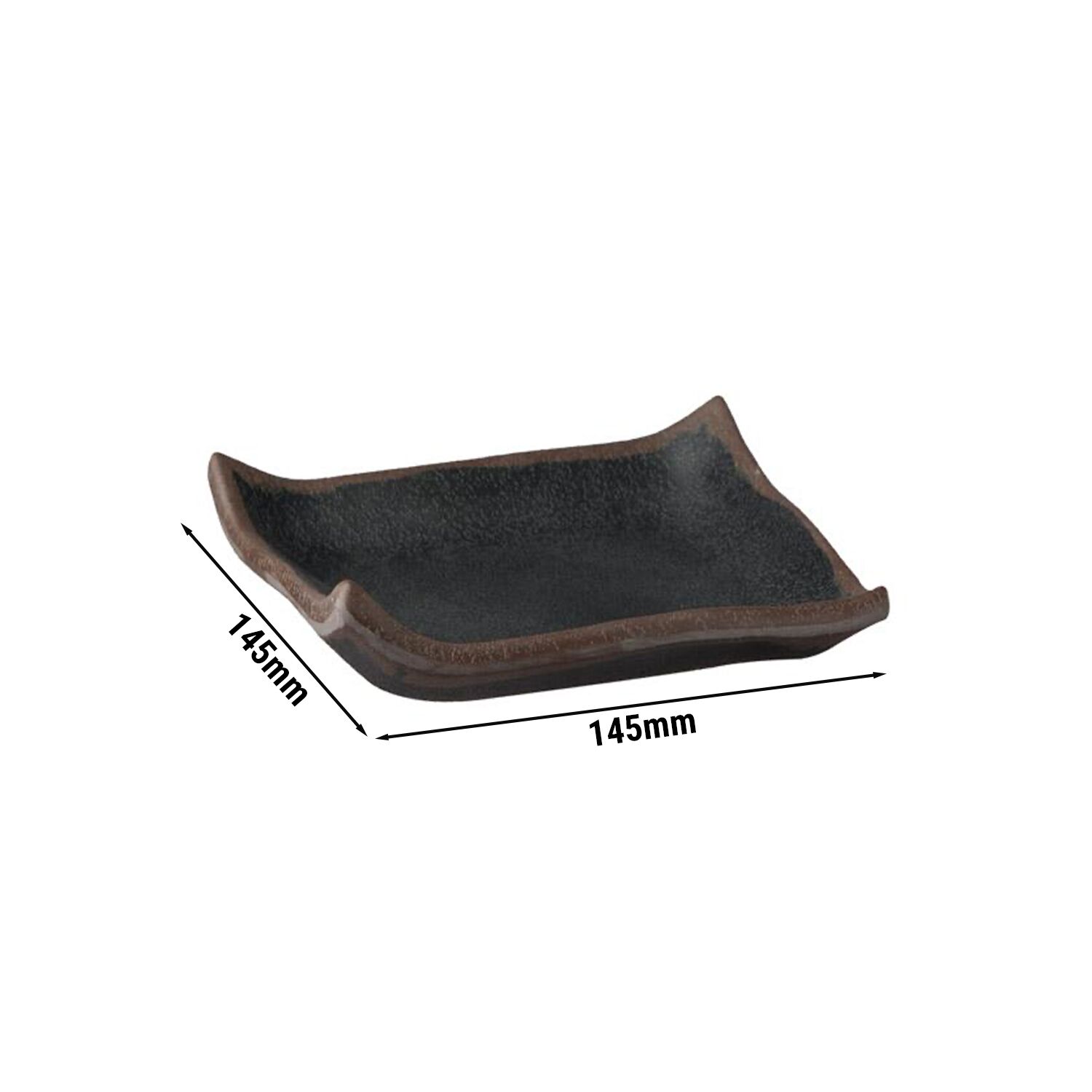(6 pcs) Plateau de présentation - MARONE - Mélamine - 145x145mm - Hauteur:20mm - Noir/Brun - empilable, compatible lave-vaisselle
