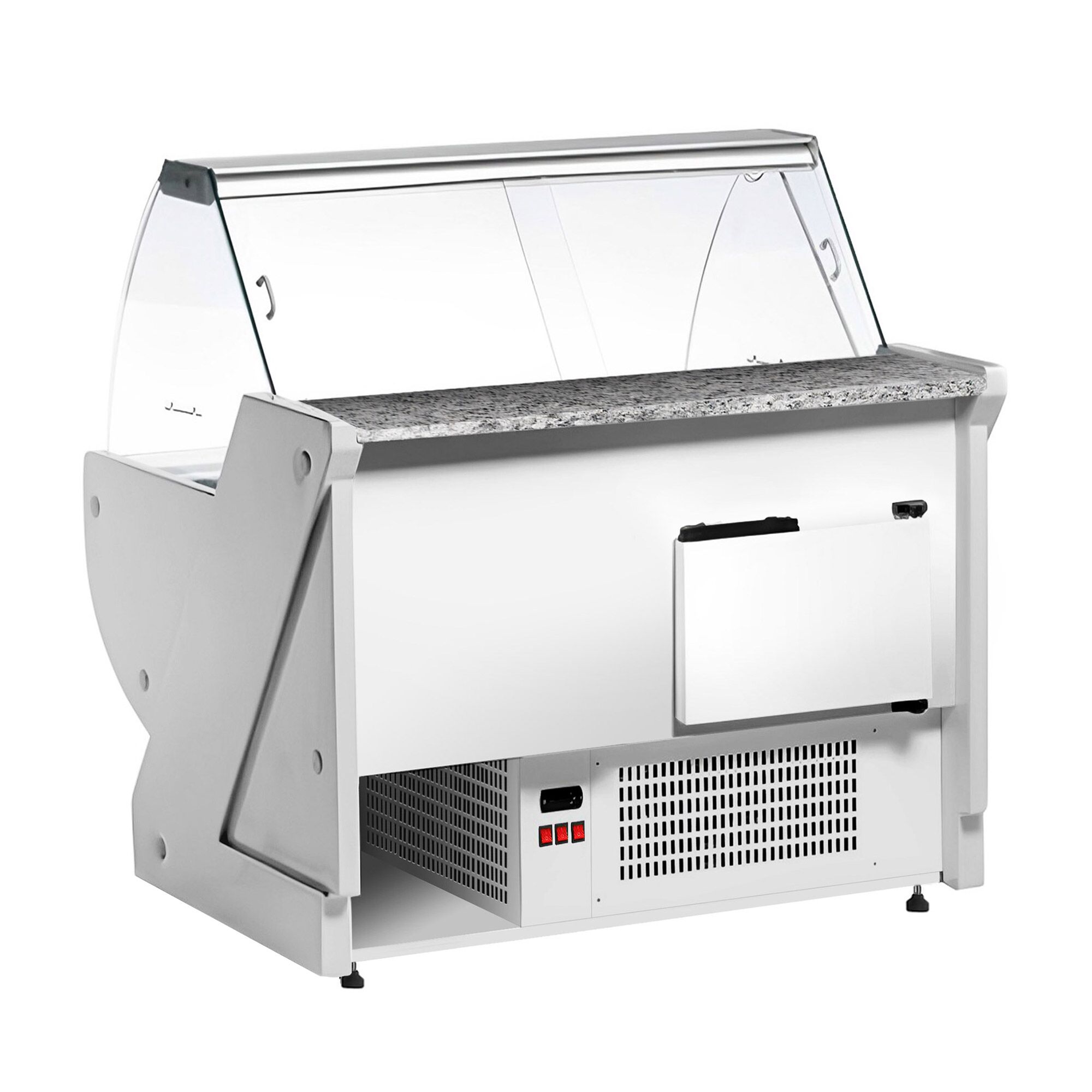 Comptoir vitrine réfrigérée - 990x1150mm - +1/+10°C - Vitre bombée - 250L - Façade verte