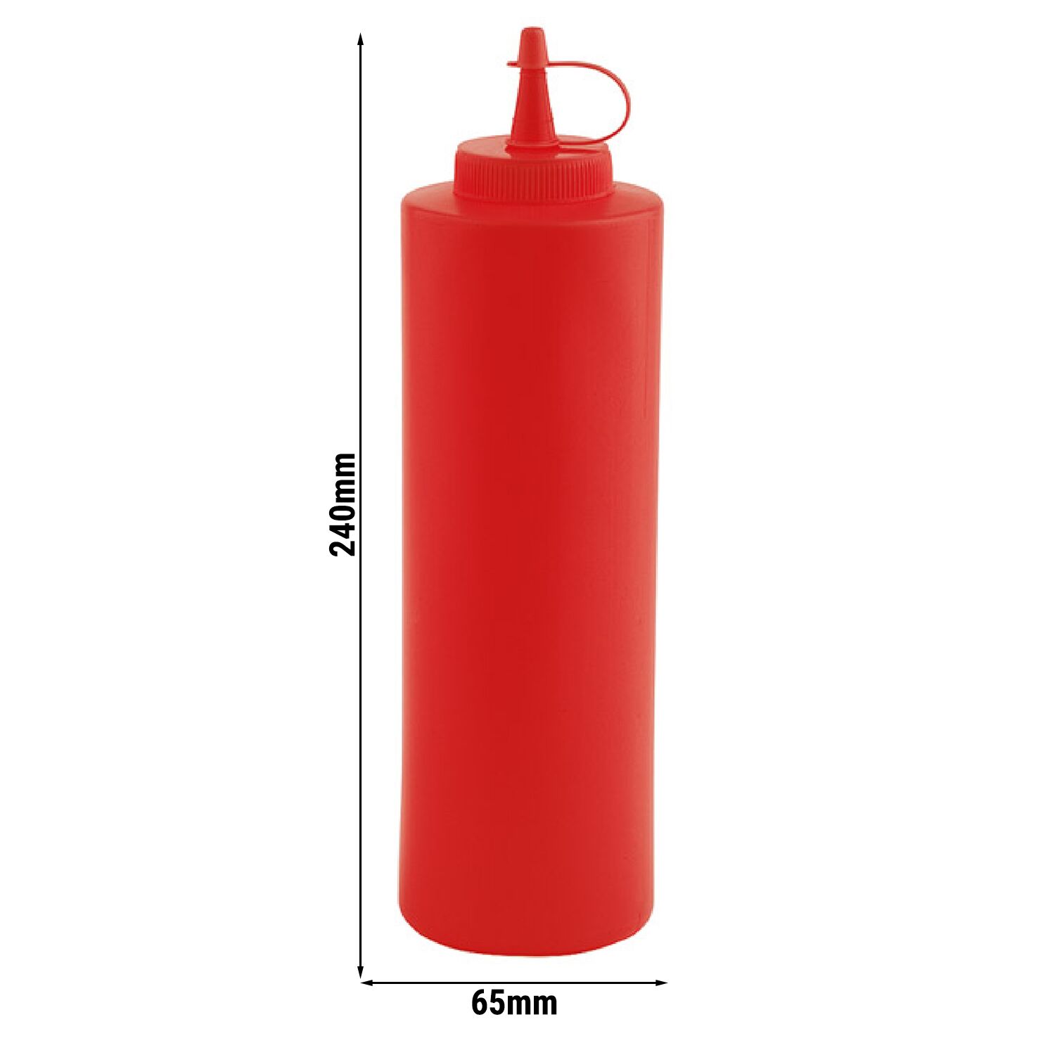 (6 pcs) Bouteille à sauce souple - PEBD - 650ml - Ø65mm - avec capuchon de fermeture - Rouge