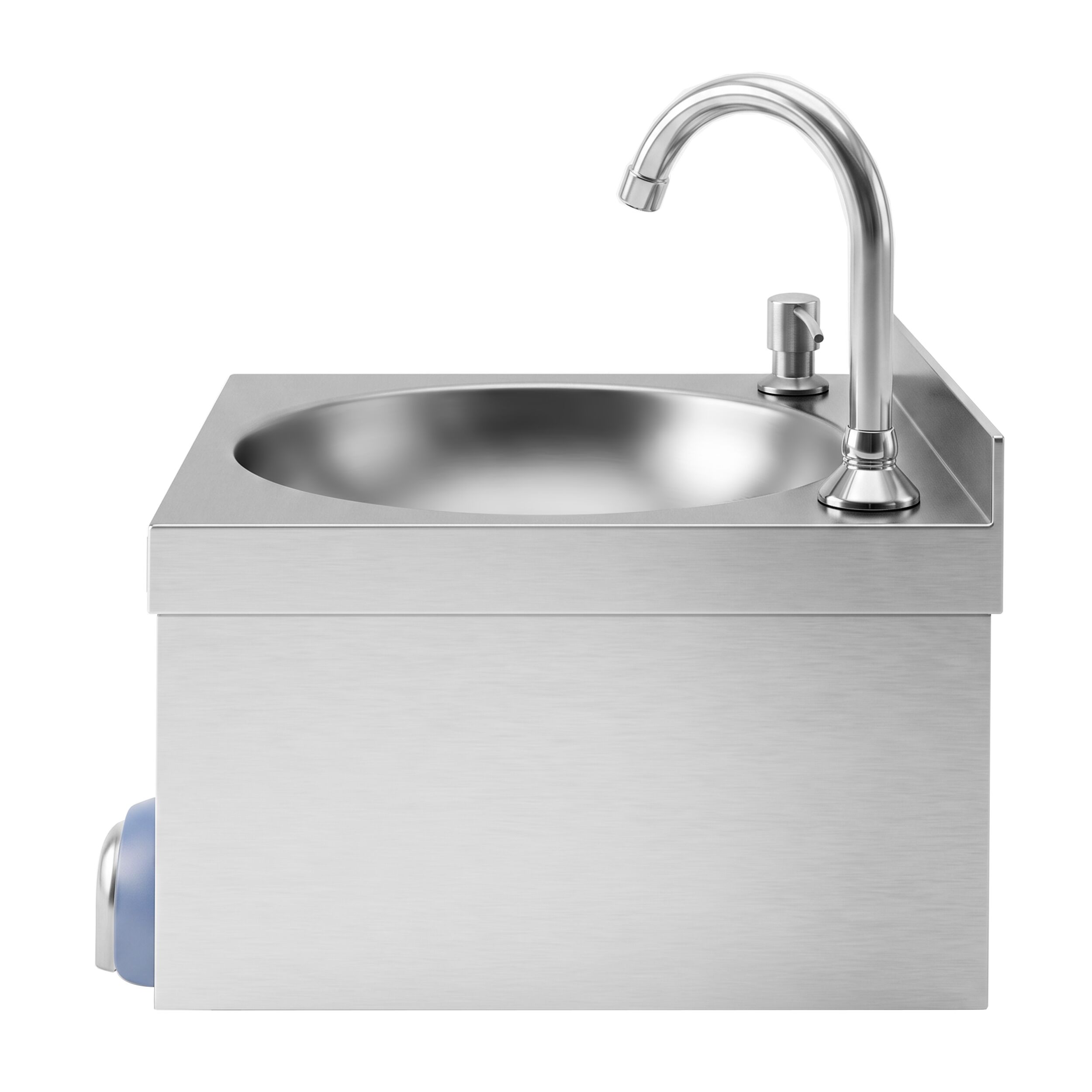Hand washbasin – with tap, soap dispenser, knee-operated control and rim