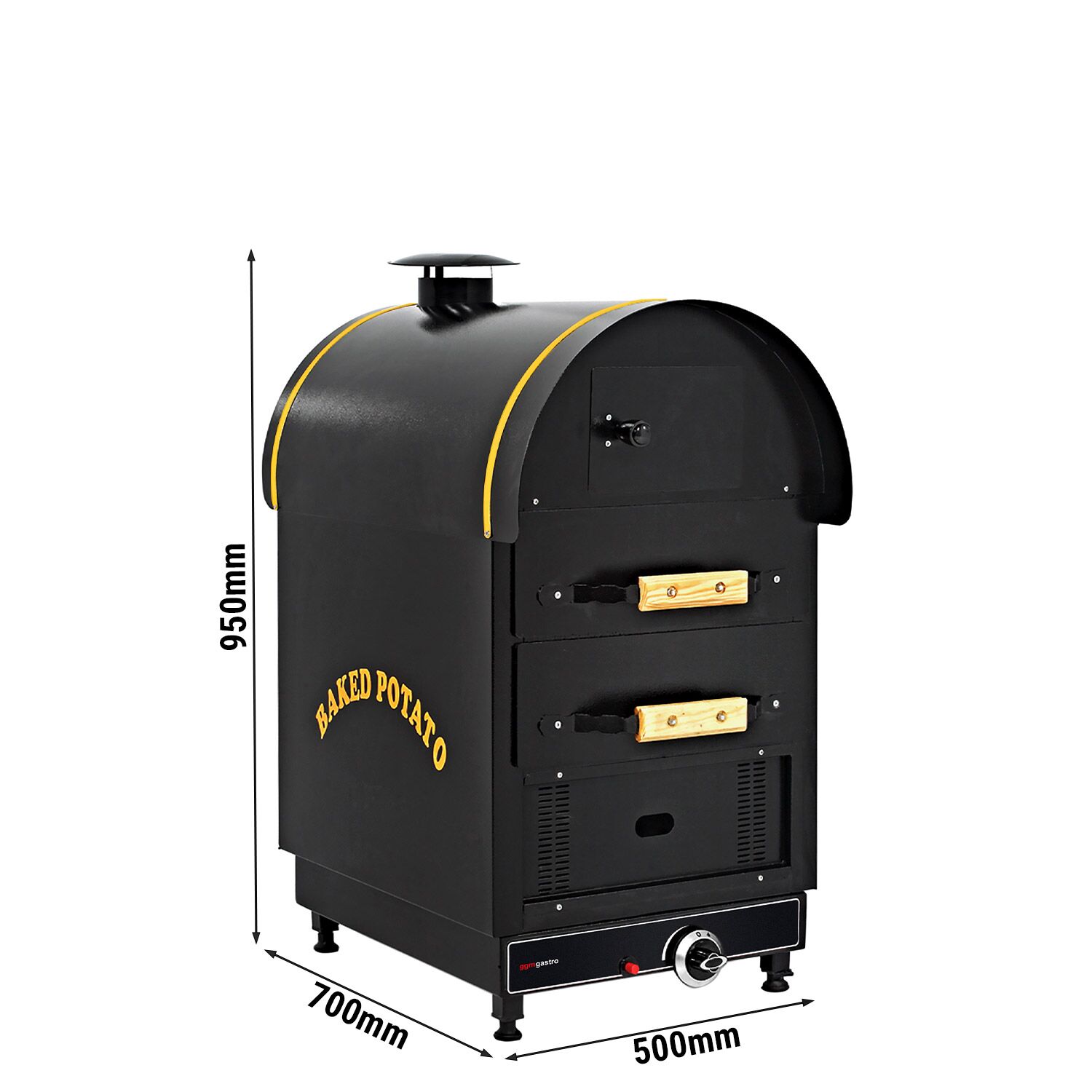 Commercial Gas Jacket Potato Oven - Manual Controls - 4.9kW - 500x950x700mm - with 2 drawers