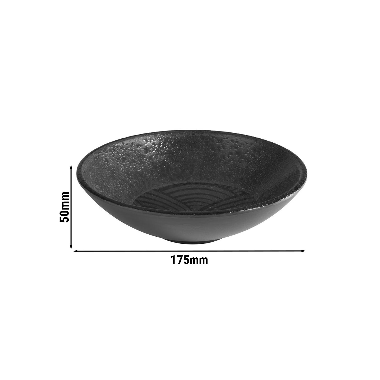(6 pcs) Coupe - DARK WAVE - Mélamine - 0,5L - carré - 175x175mm - Profondeur : 50mm - Noir