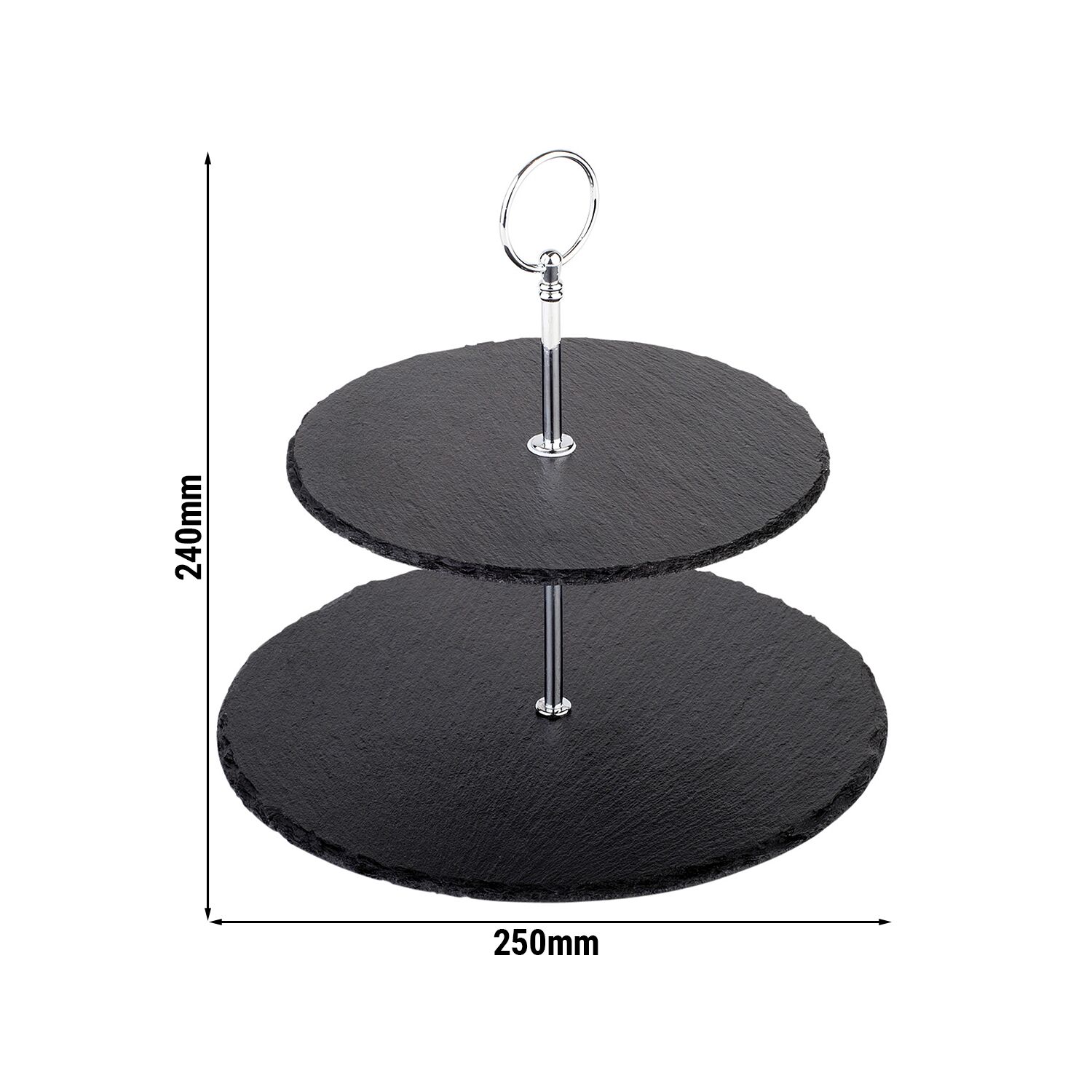 Présentoir buffet - 2 niveaux - Rond - Structure en métal - Plateaux en ardoise