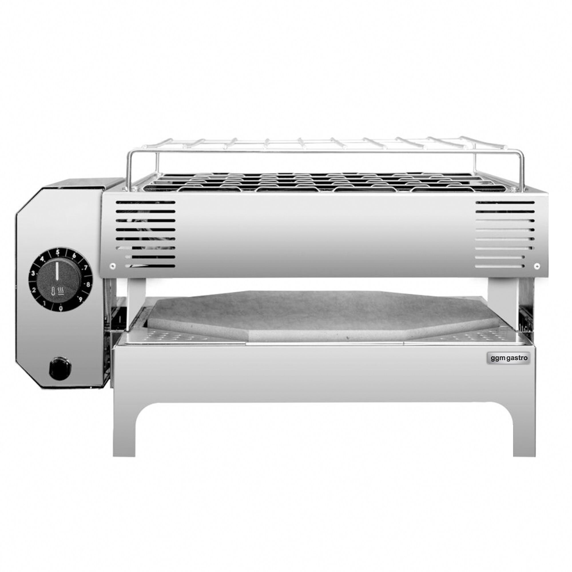 Four à pizza Speed PROFESSIONNEL électrique Compact - Sole en pierre réfractaire - 1 x 1 pizzas Ø28cm - 230V - Commandes mécaniques - jusqu’à 300°C - incl. Pelle à pizza