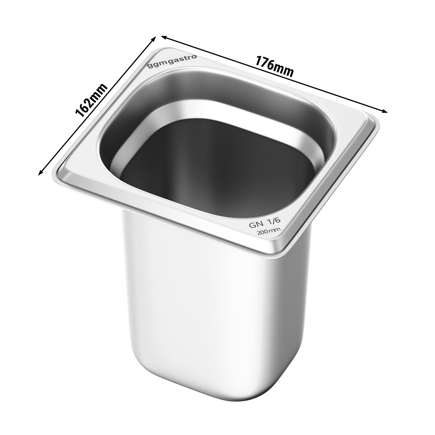 (6 pièces) Bac GN 1/6 en inox - Hauteur : 200 mm