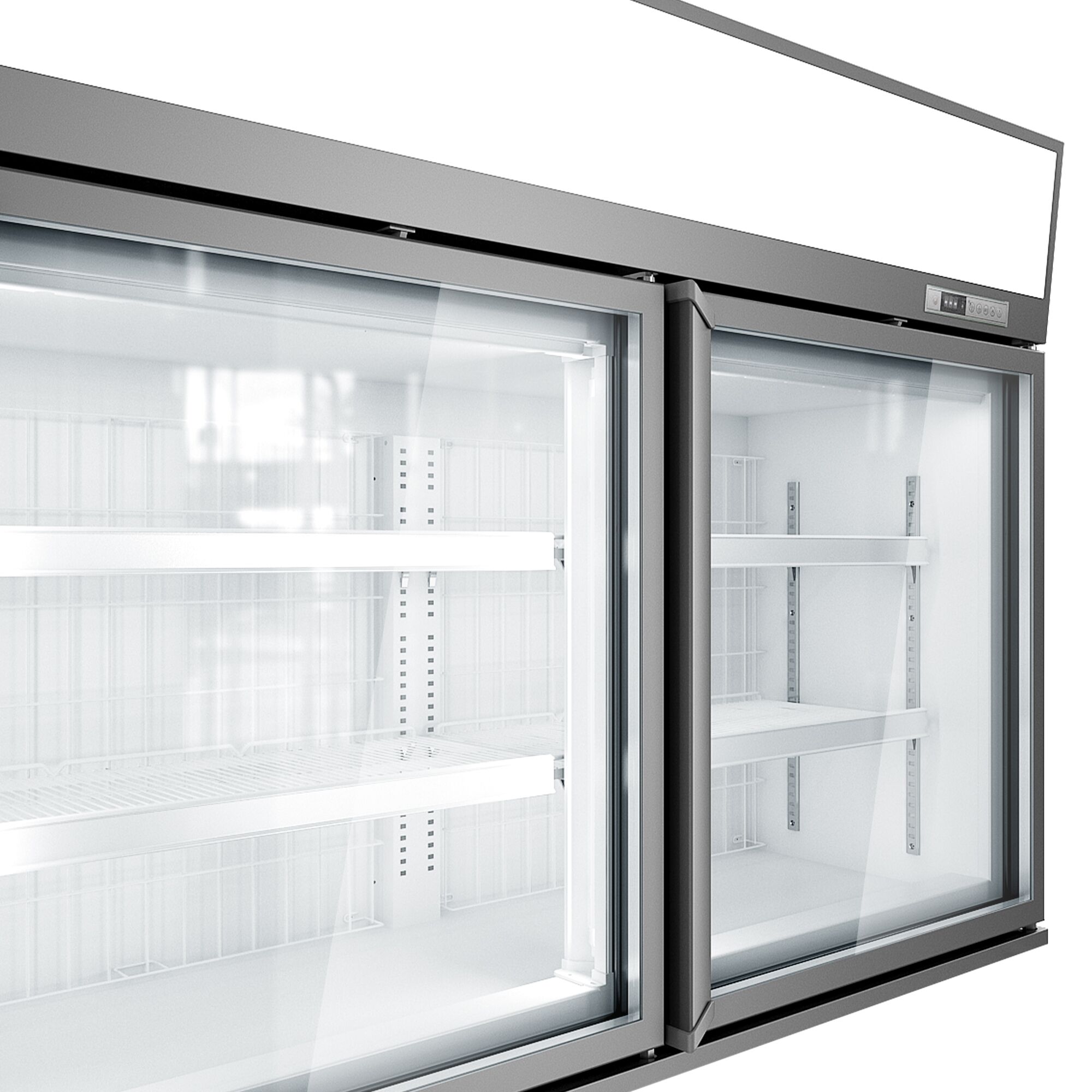 Vitrine murale de congélation pour supermarché - 1450 mm - 232 litres - avec 2 portes & 2 étagères - Gris