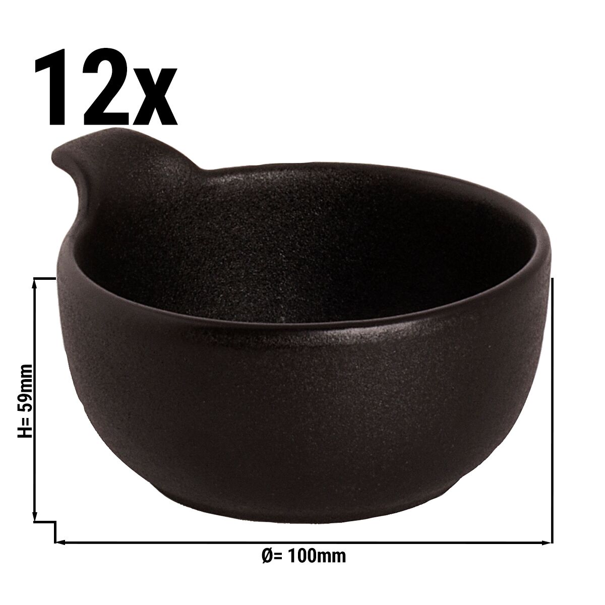 (12 pcs) Coupe UNIVERSE - Maastricht - Porcelaine - 24cl - Ø 100mm - avec poignées - Noir