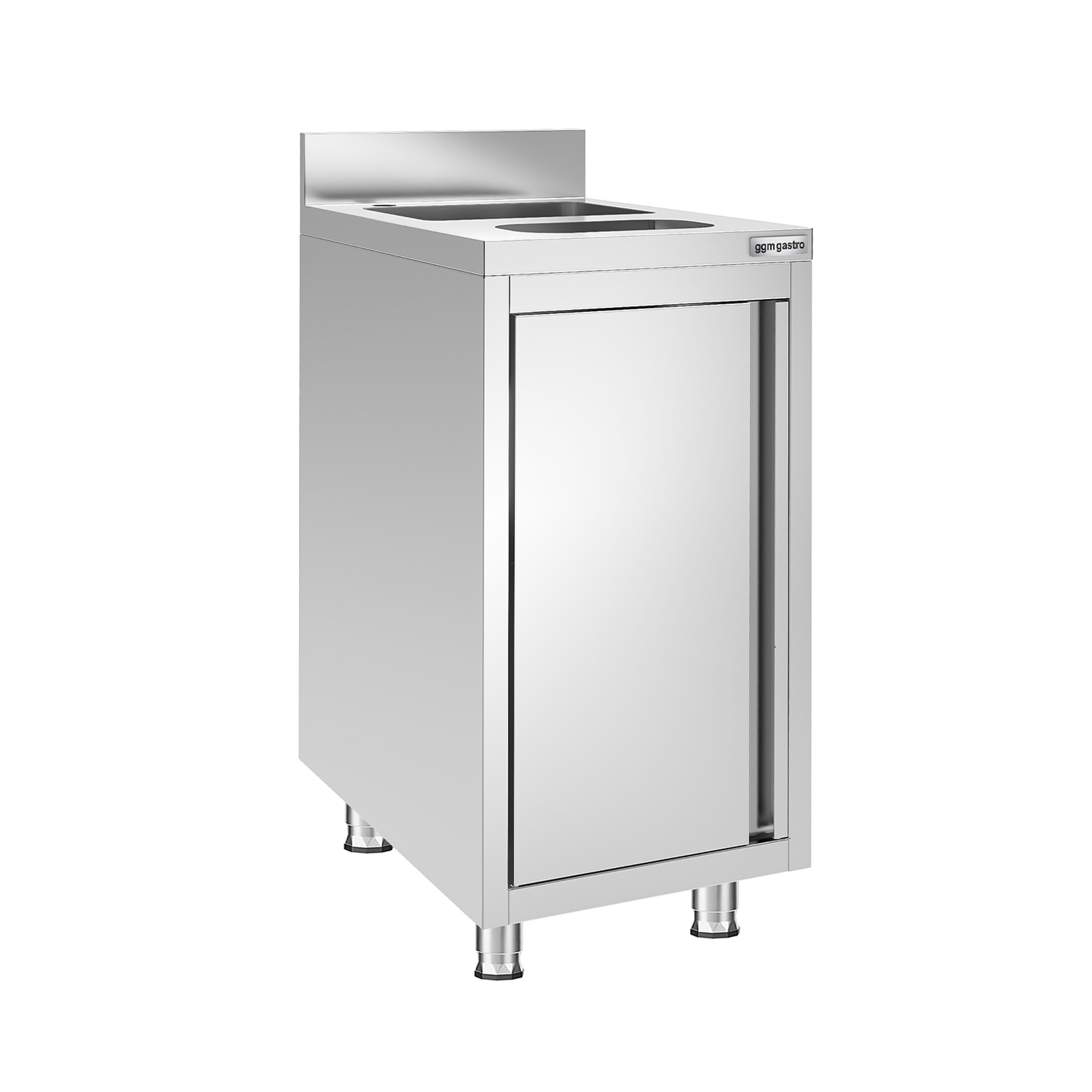 Fregadero industrial con mueble de acero inoxidable - 400x600mm - con papelera y 1 seno