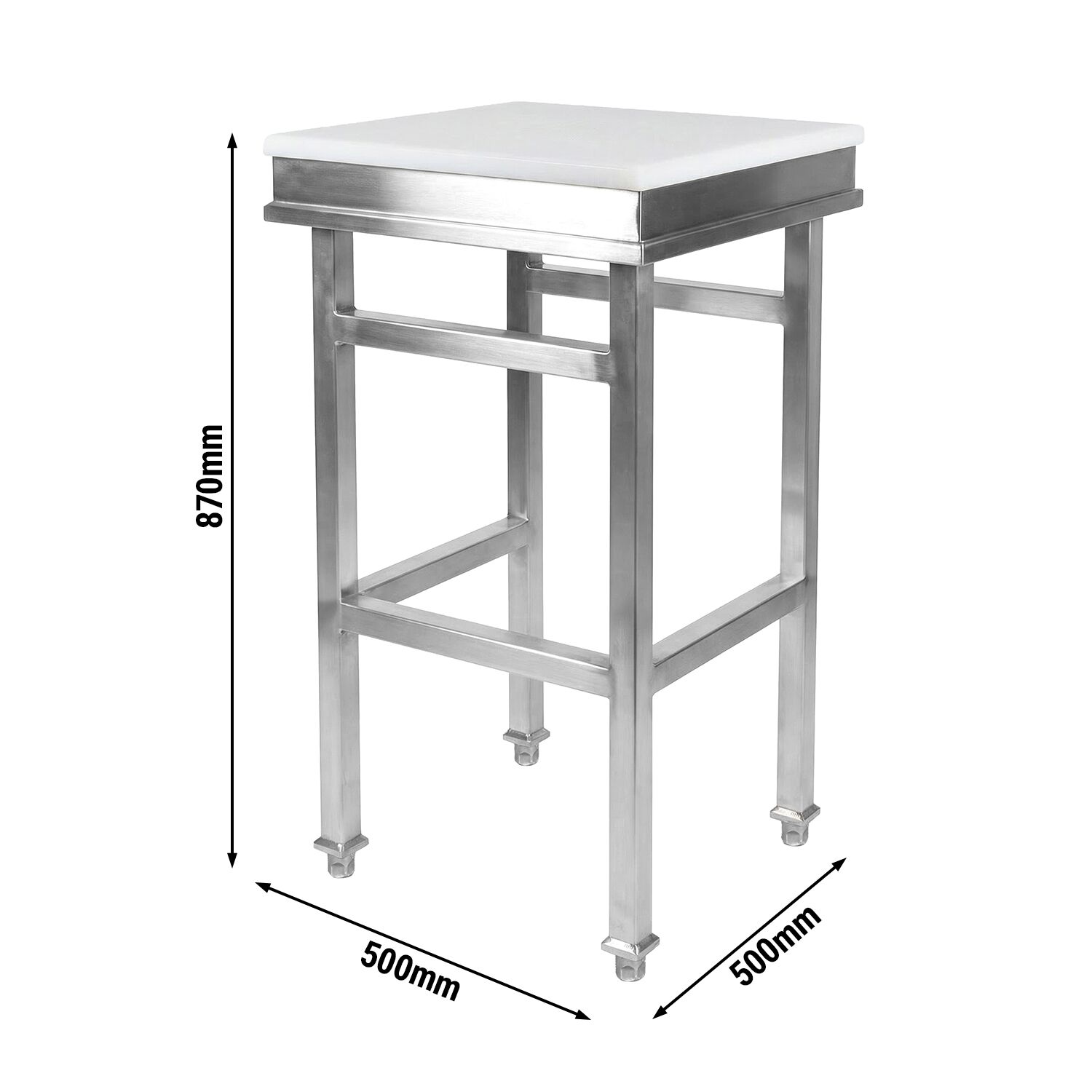Billot de découpe en inox | plastique – 500 × 500 mm