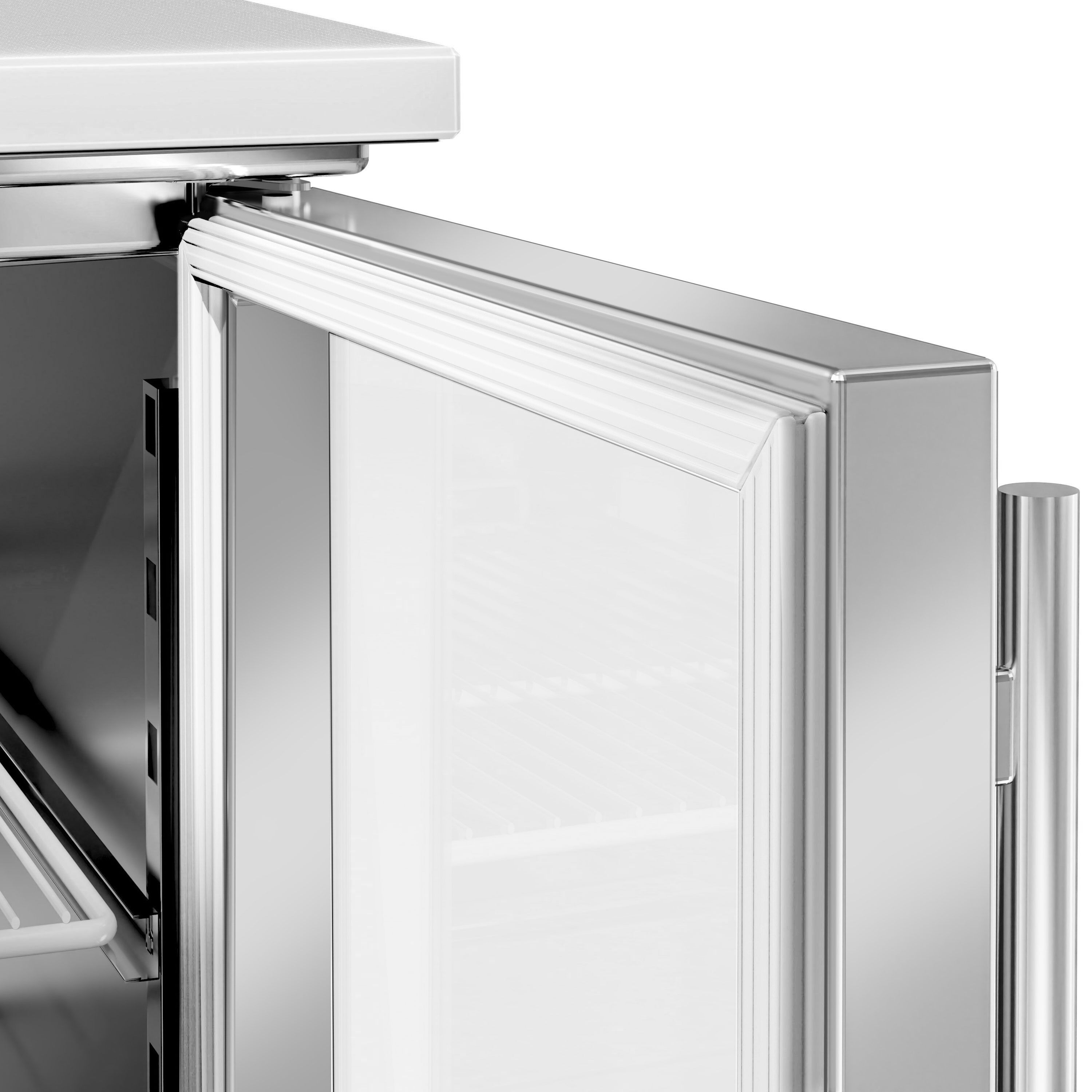 Saladette réfrigérée PREMIUM - 450mm - 102L - 1 porte vitrée - avec découpe pour 1x GN 1/1 & Couvercle inox