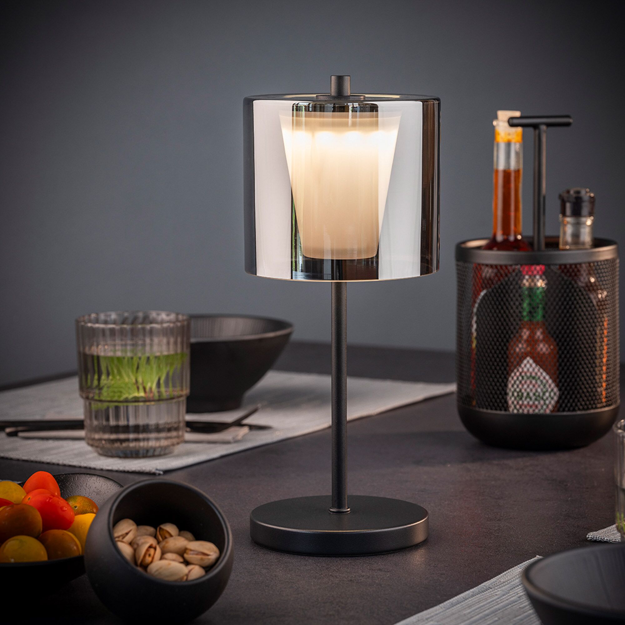 (4 pièces) Lampe de table – ANTON – dimmable en 3 niveaux – Ø 120 mm – Noir