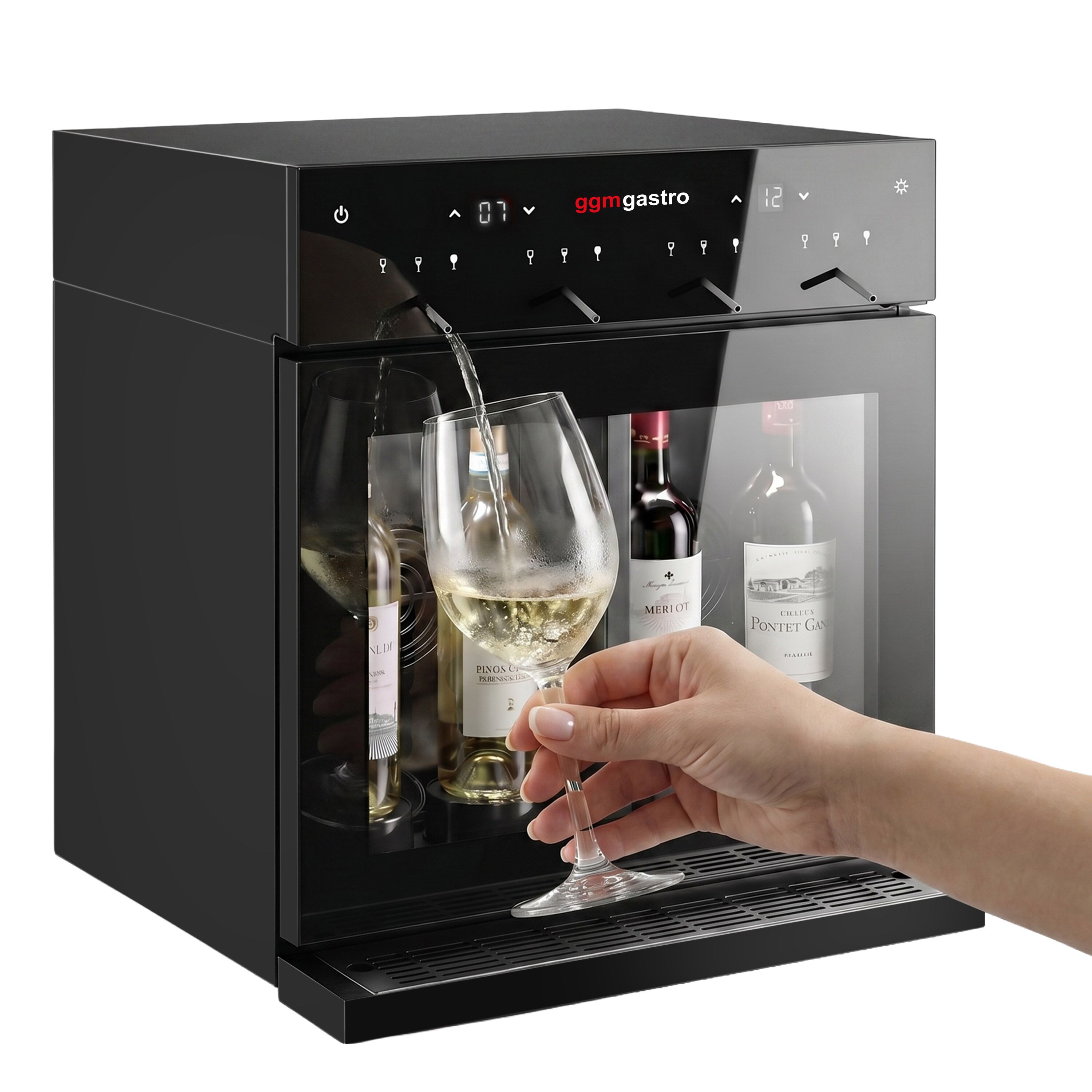 Distributeur de vin - 2 zones de température - réfrigéré - pour 4 bouteilles de vin