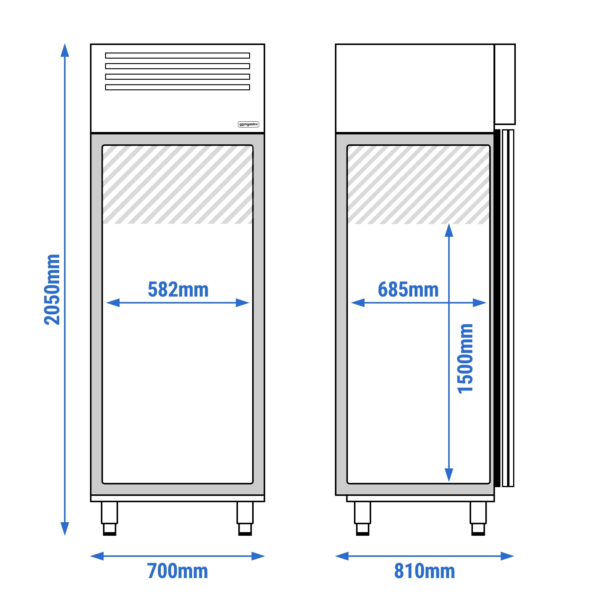 Armoire réfrigérée vitrée positive Inox AISI 304 PREMIUM - avec 1 porte vitrée