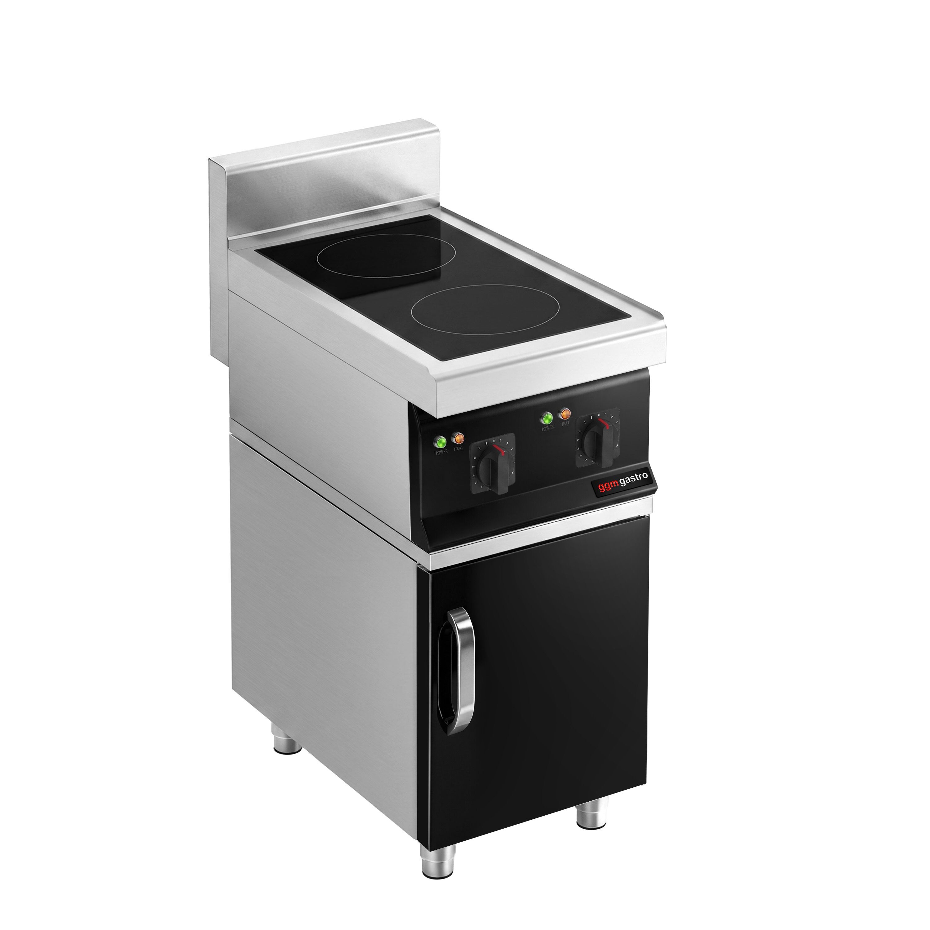 Cuisinière à induction - 7 kW - 2 plaques de cuisson - incl. meuble bas avec 1 porte