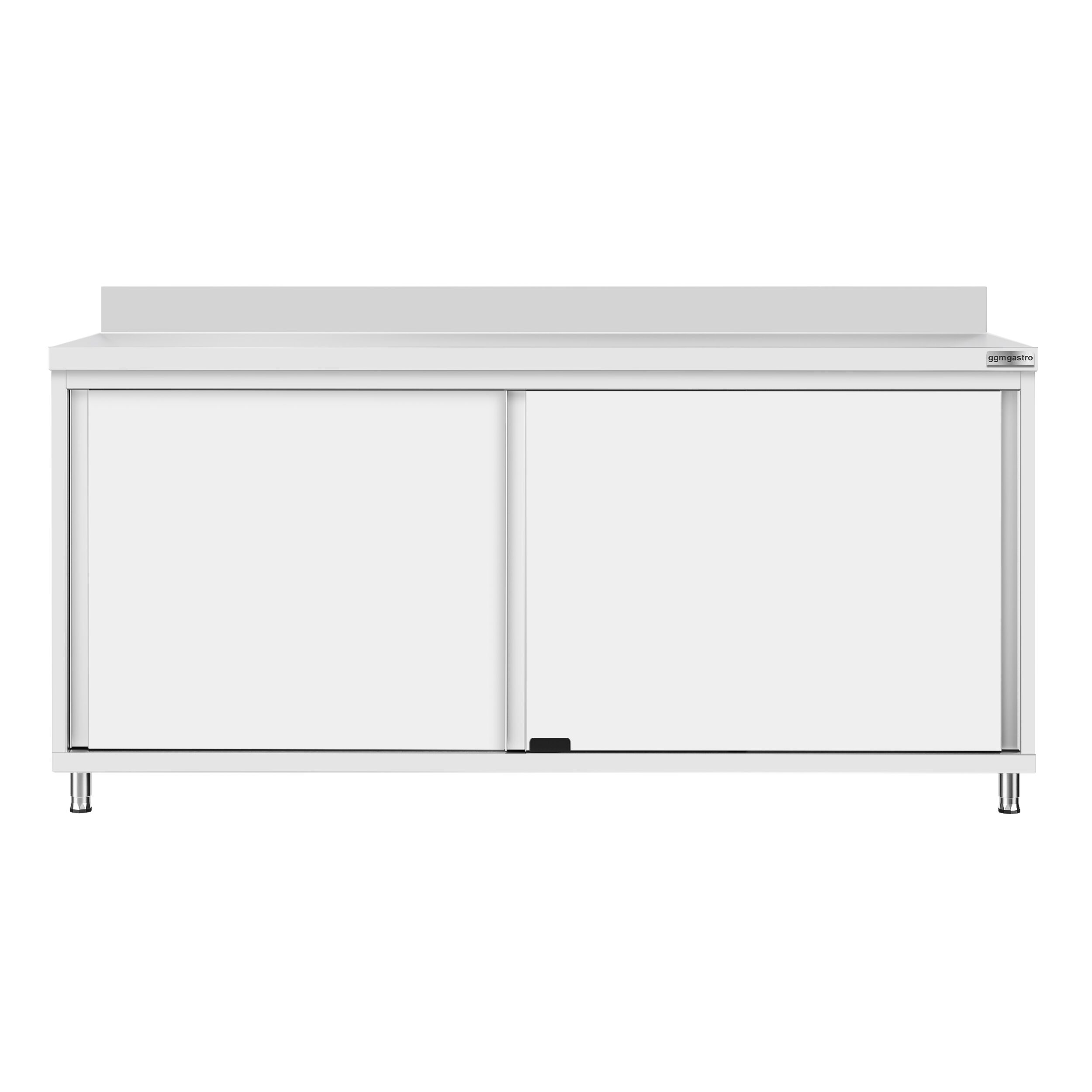 Edelstahl Arbeitsschrank ECO - 1800x600mm - mit Schiebetür & Aufkantung