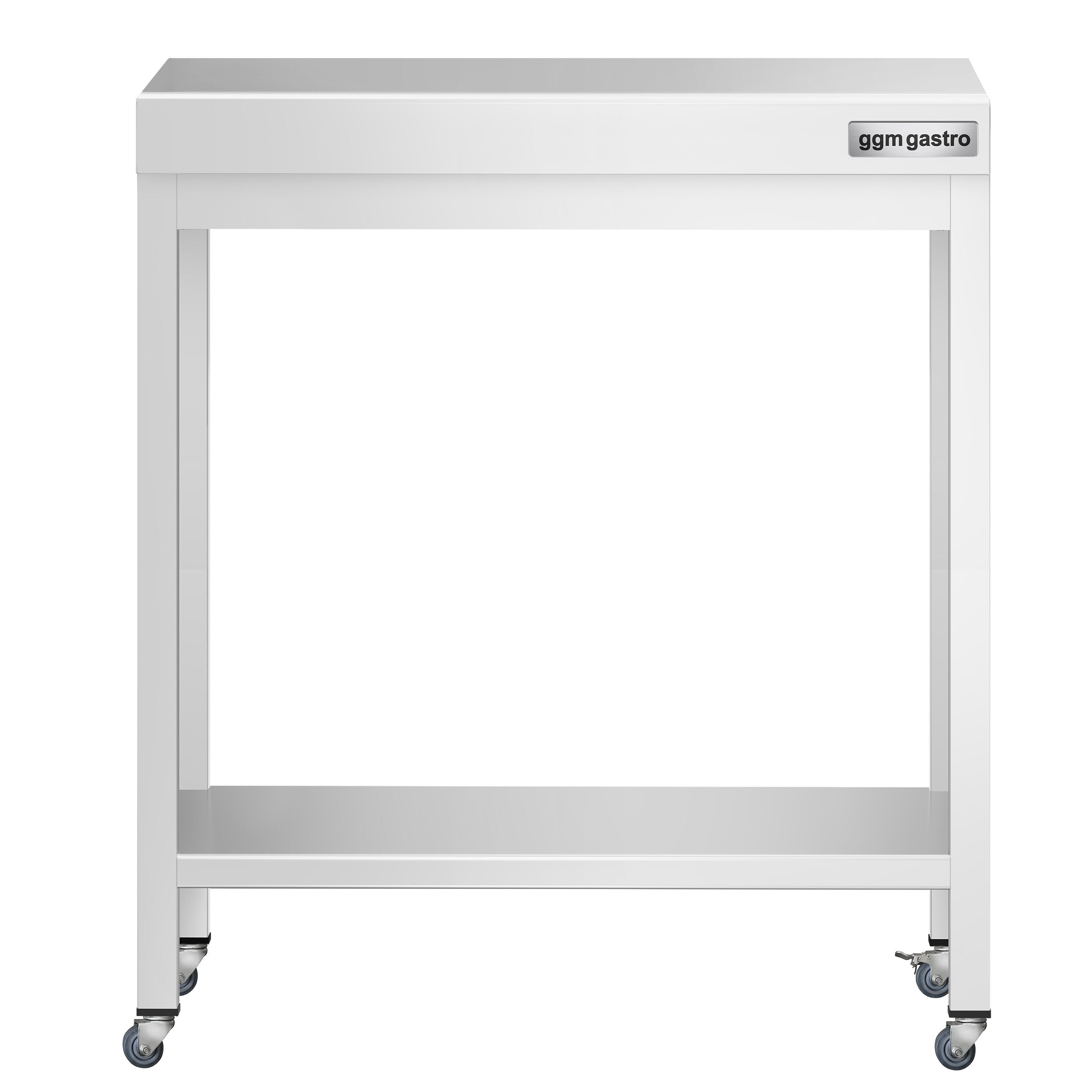 Table de travail en inox PREMIUM - 700 x 700 mm - avec tablette inférieure et roulettes