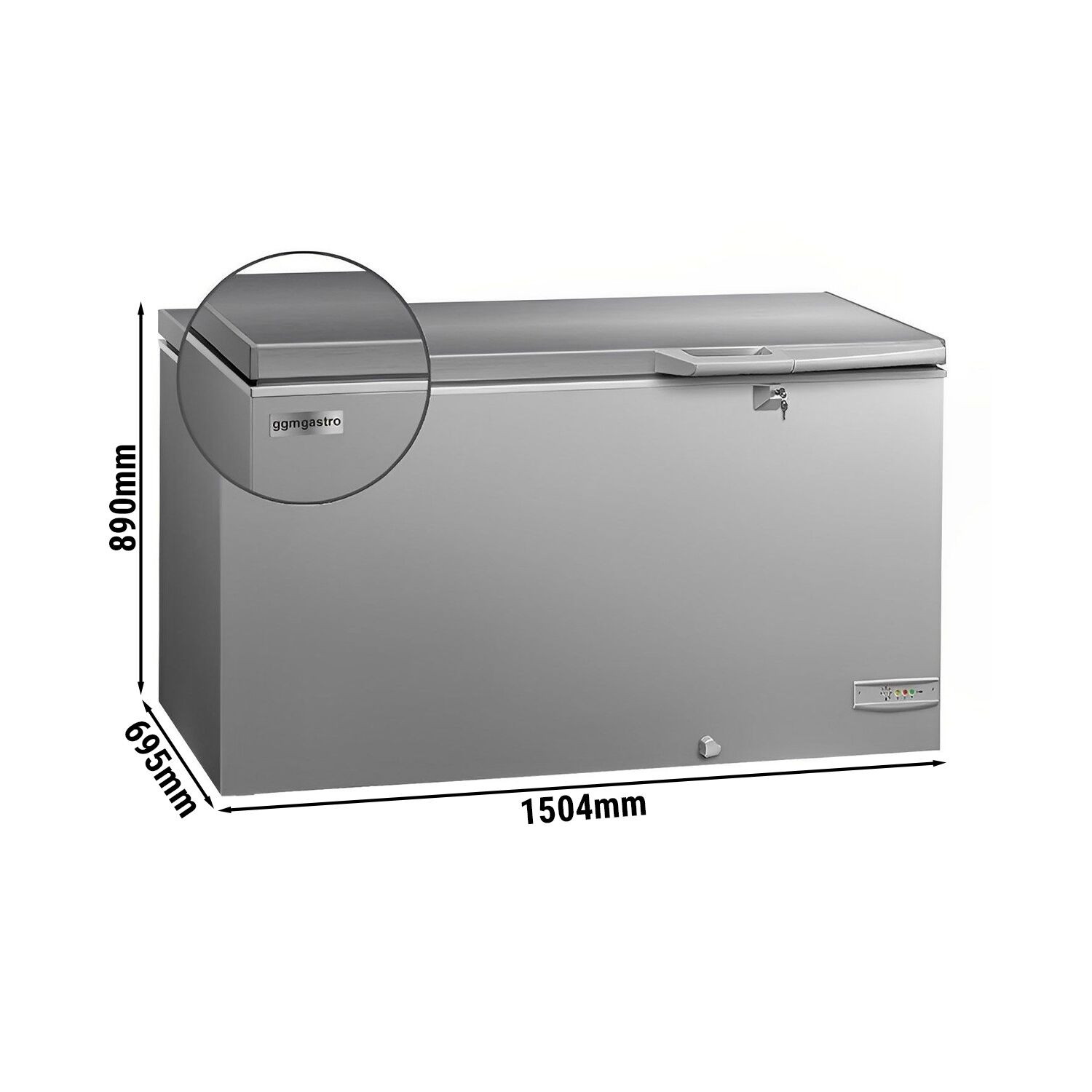 Congélateur coffre - 1500 mm - 388 litres - couvercle en inox - incl. cloison de séparation