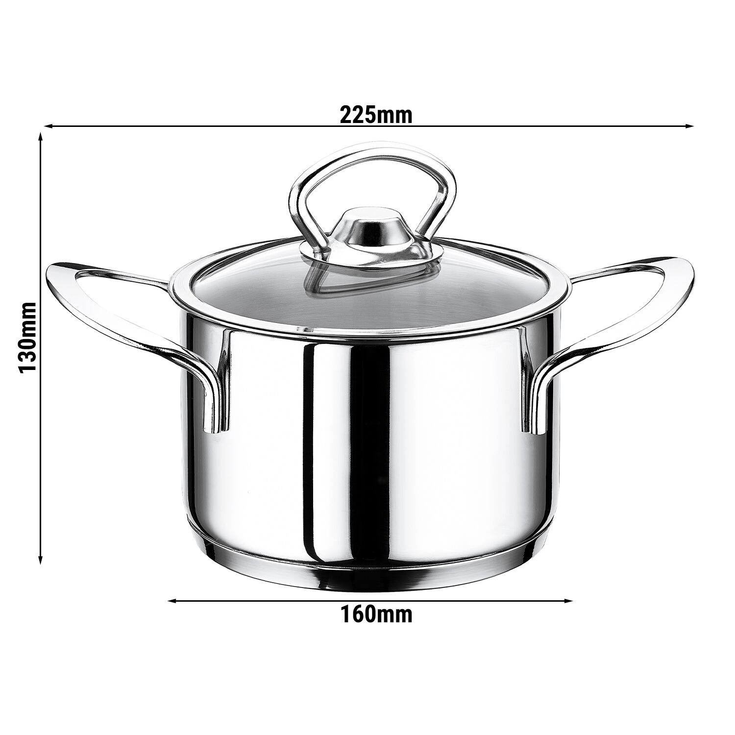 Mini Kasserolle mit Deckel - Edelstahl - 1,2 Liter Ø 140mm - Höhe: 80mm