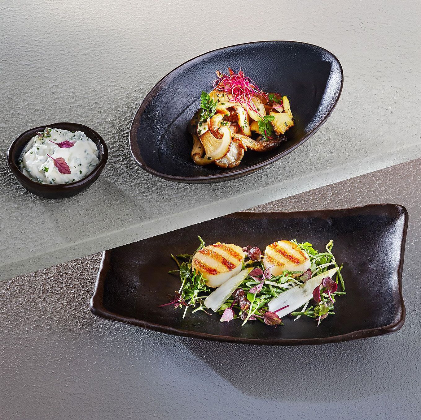 (12 pièces) Coupelles à sauce - MARONE - Melamine - 50 ml - Ø 85 mm - Noir/Marron