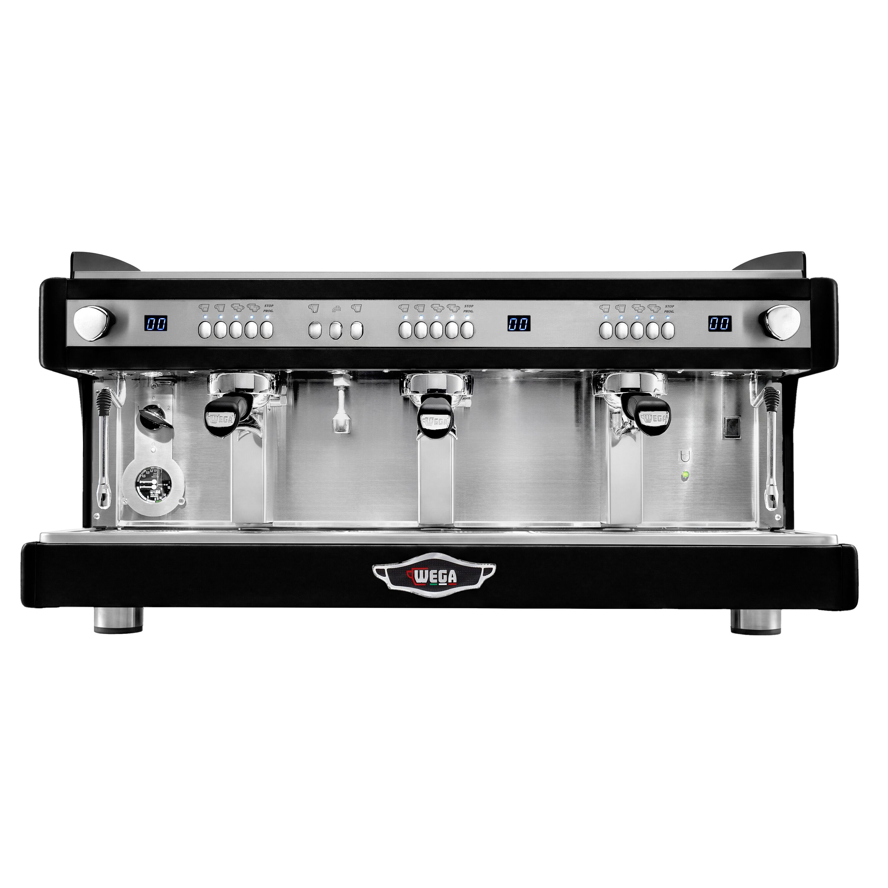 WEGA | Airy - Siebträgermaschine - 3 Gruppig - 5,6 kW - mit Shot Counter - Schwarz