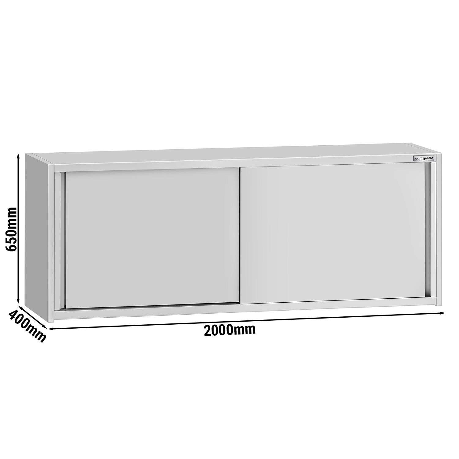 Armoire murale en acier inoxydable ECO - 2000x400mm - avec portes coulissantes - 650mm de haut