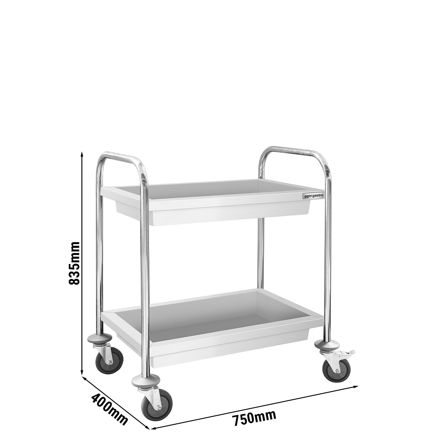 Chariot de service – 750x400 mm – avec 2 bacs