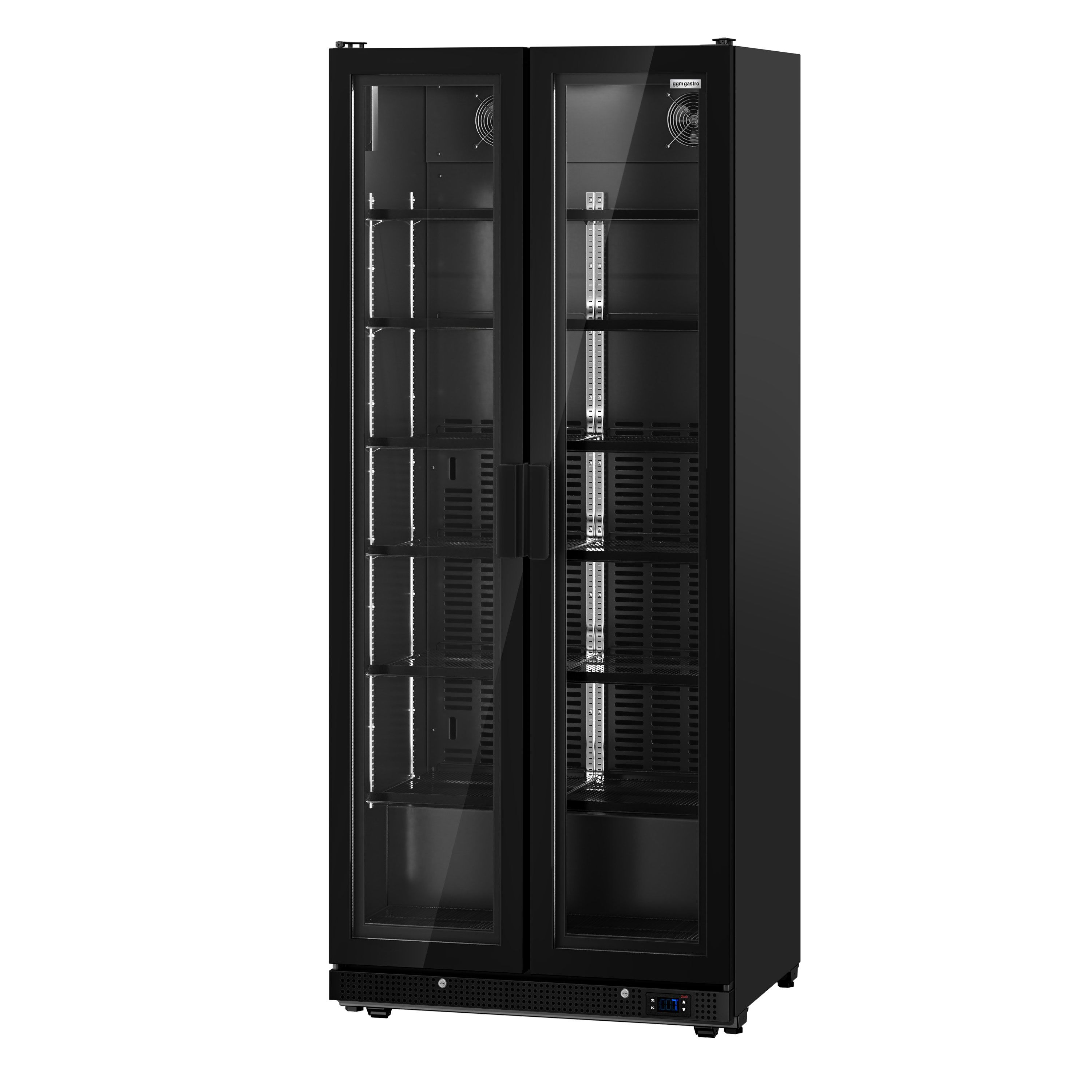 Vitrine réfrigérée à boissons - 900mm - 898 L - porte vitrée sans cadre - 2 portes vitrées - éclairage LED - affichage digital de la température - Noir - 0 à +7 °C