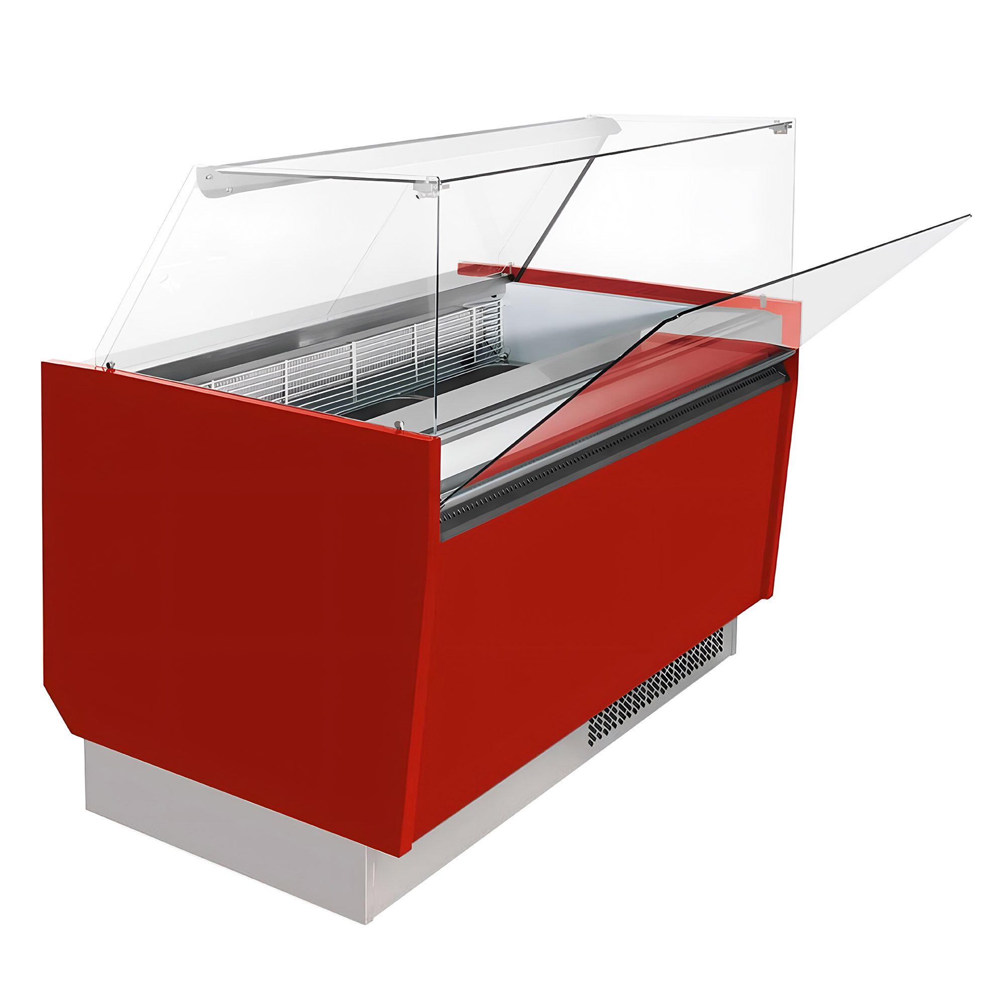 Vitrine à glace LIAM – 1310 mm – refroidissement statique – pour 10+10 bacs à glace de 5 litres – Rouge