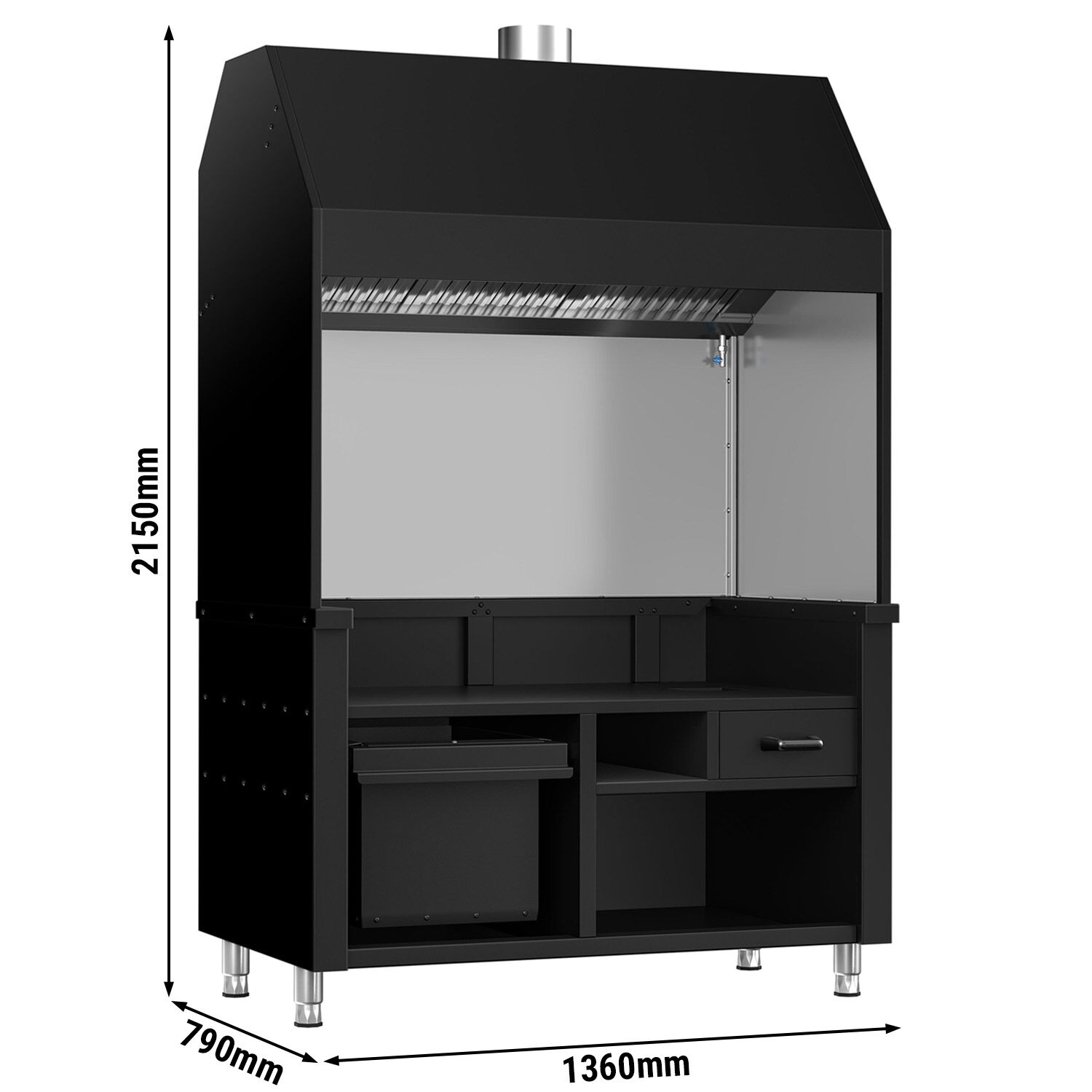 Élément neutre pour grill à charbon de bois / à gaz BERLIN – 1360 mm – noir