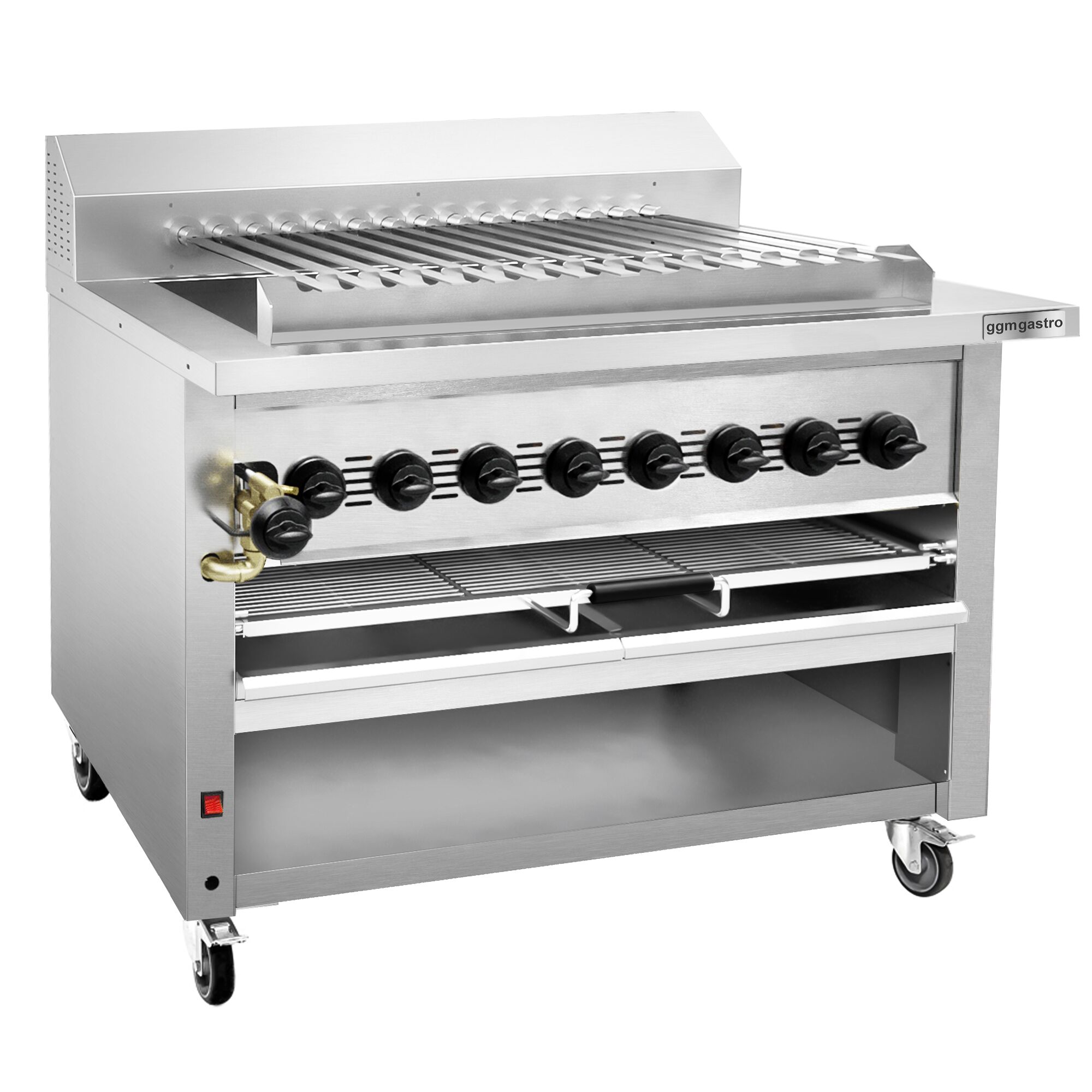 Commercial Gas Adana & Shish Kebab Skewer Grill – 15 Auto-Rotating Skewers - 8 Burners - 36.2 kW