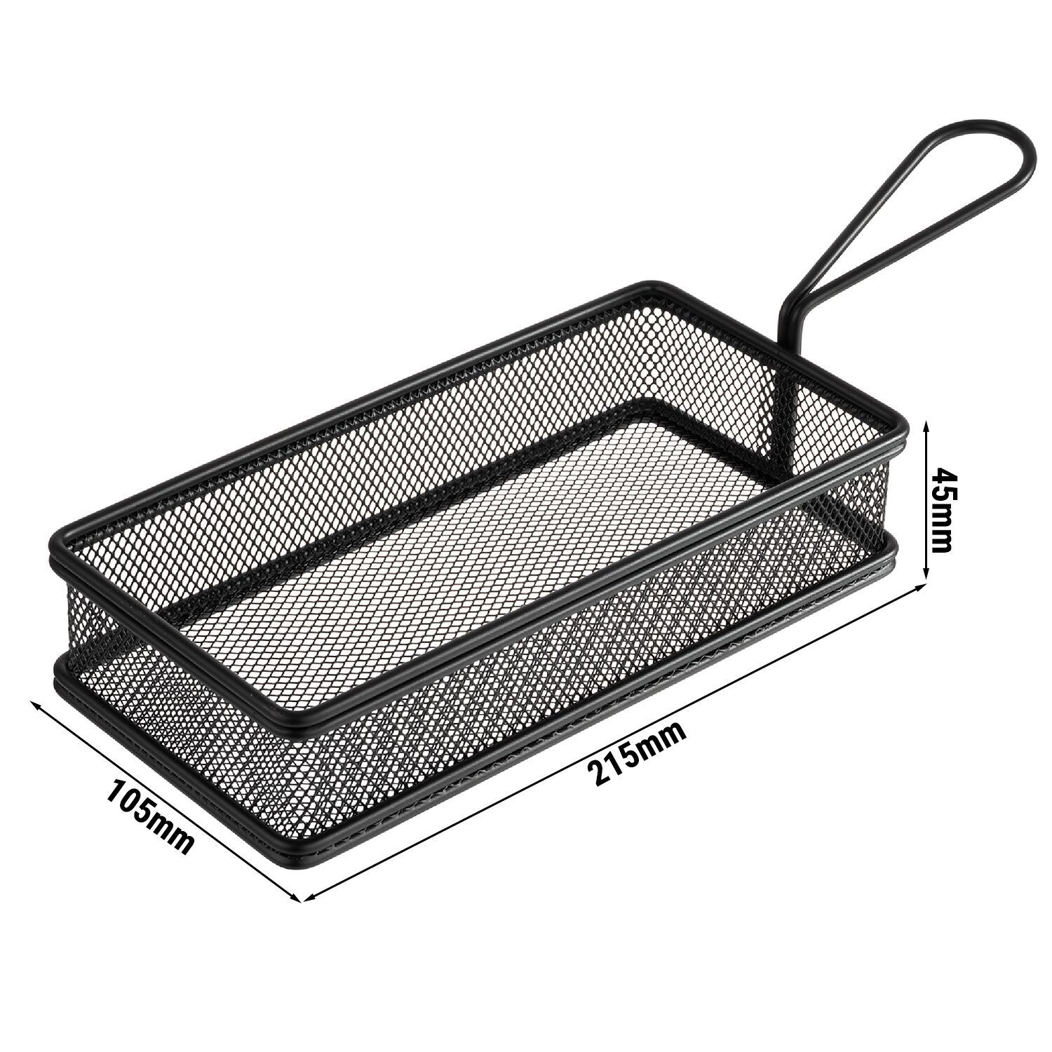 (6 pcs) Panier de service à frites - SNACKHOLDER - acier inoxydable - rectangulaire - 215x105x45mm - Noir