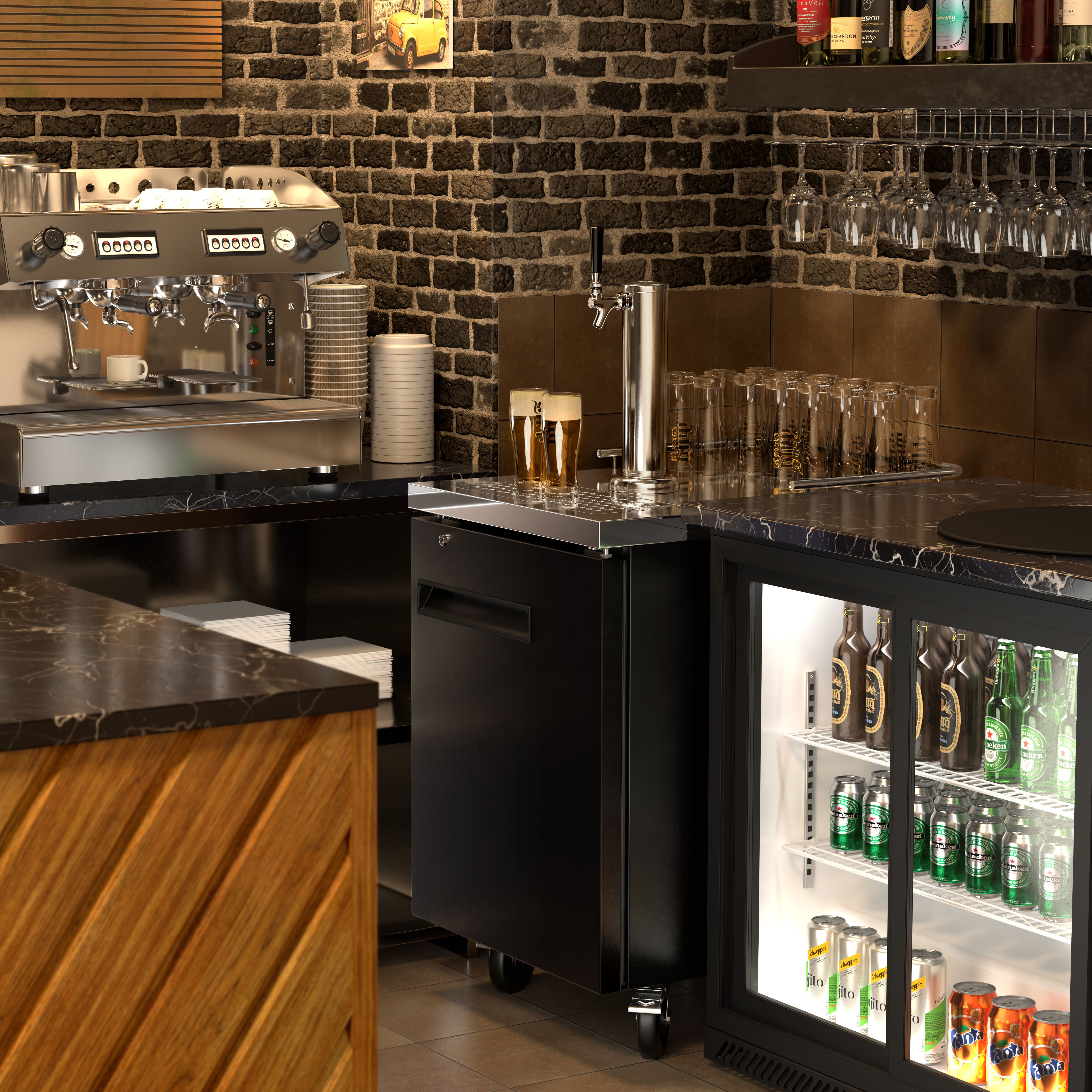 Tireuse à bière professionnelle - 1x 50L fûts - 1 robinet - 600x780mm - 1 porte