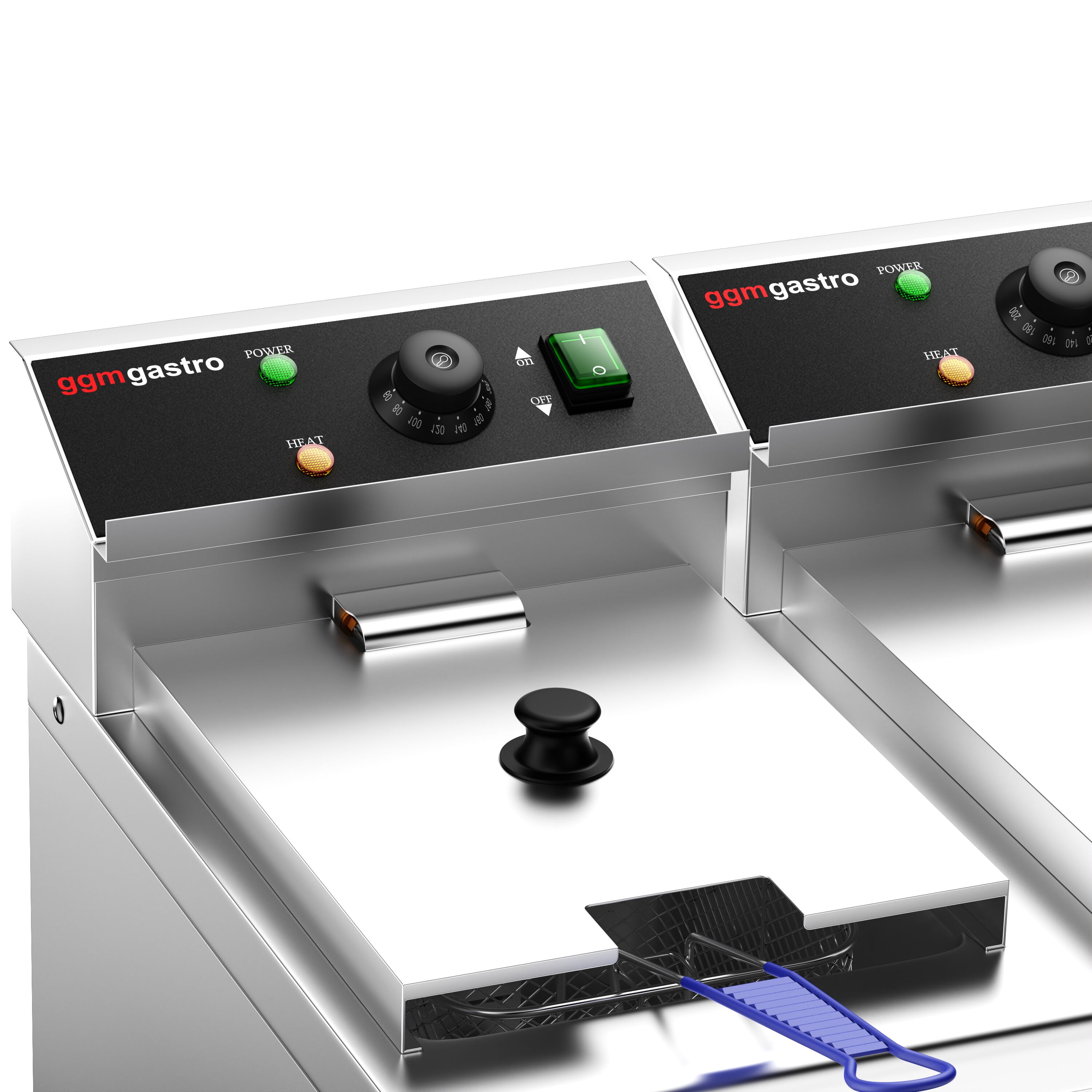 Friteuse électrique double – 8+8 litres – 6,5 kW – avec robinet de vidange