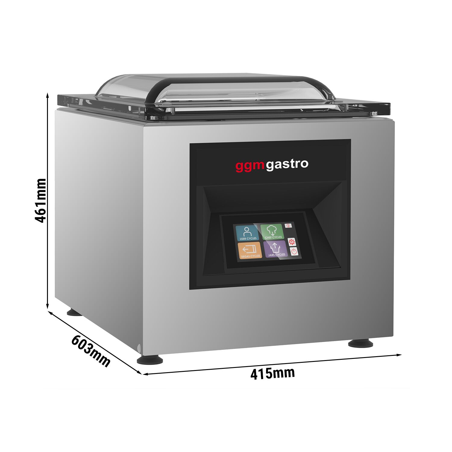 Machine sous vide à cloche – 10 m³/h – 600 watts – écran tactile – avec injection de gaz