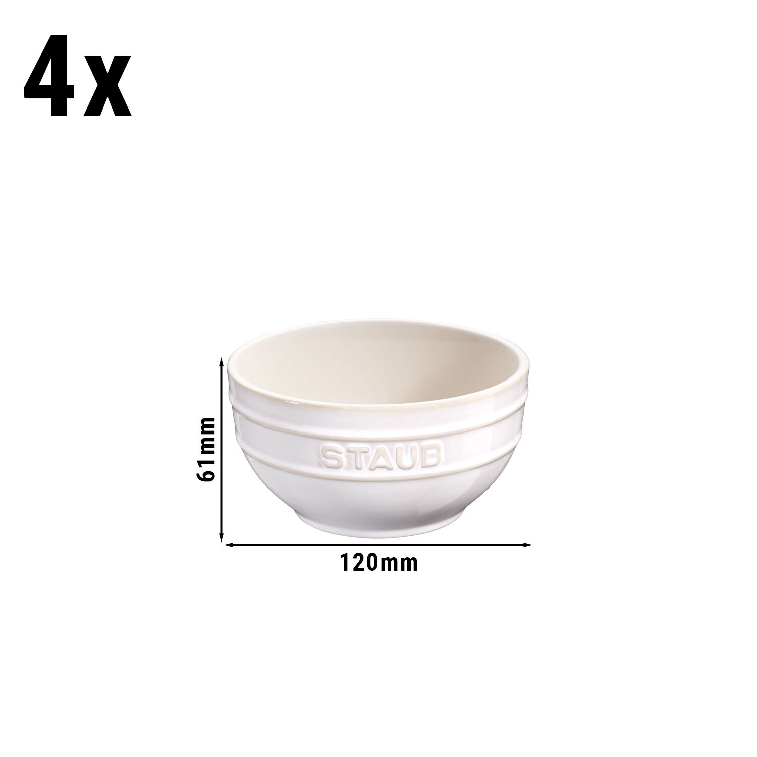STAUB | CERAMIQUE - Ensemble de bols, 4 pièces - Ø 120 mm - Céramique - Blanc ivoire