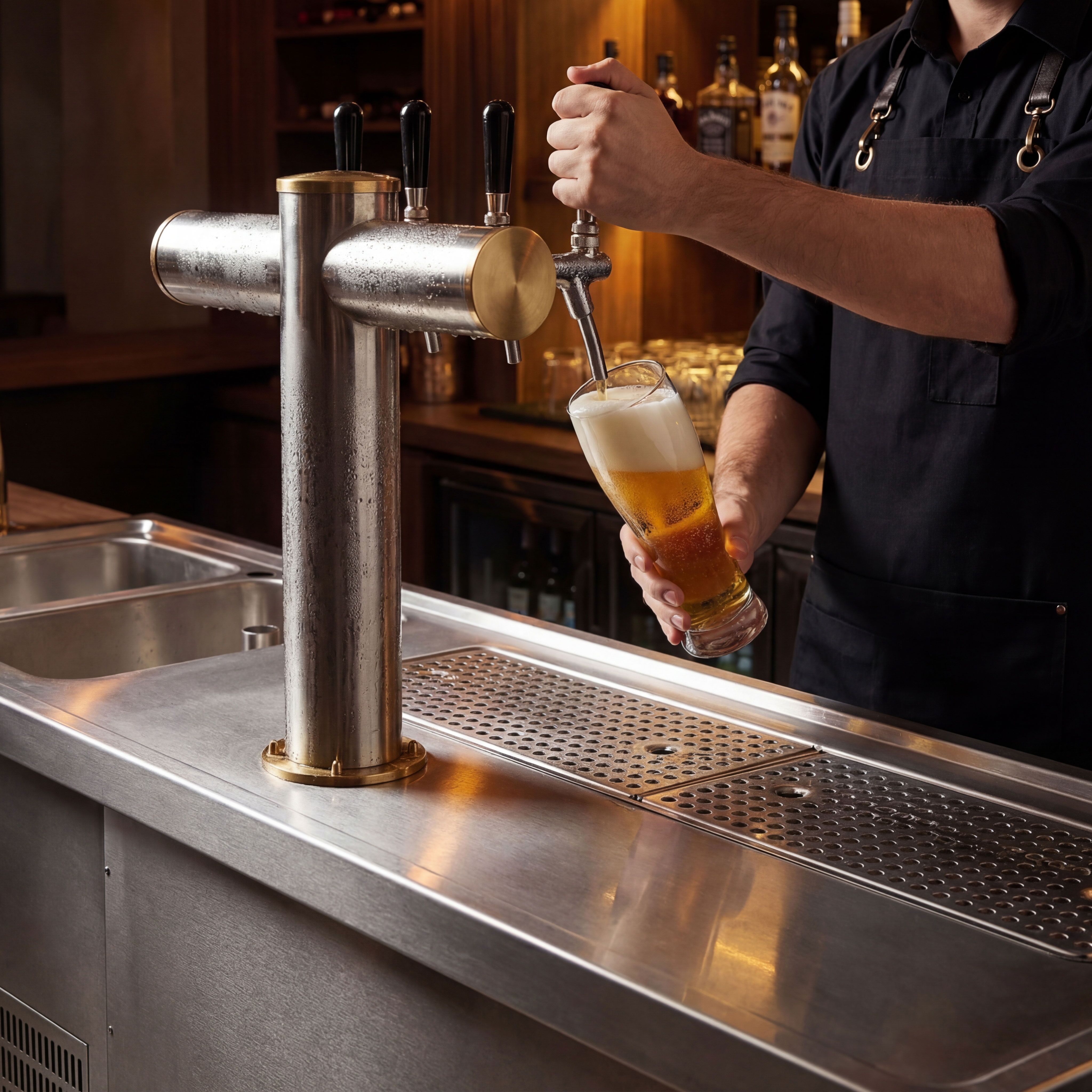 Comptoir à bière Premium PLUS – 1950 × 700 mm – 1 porte & 2 tiroirs