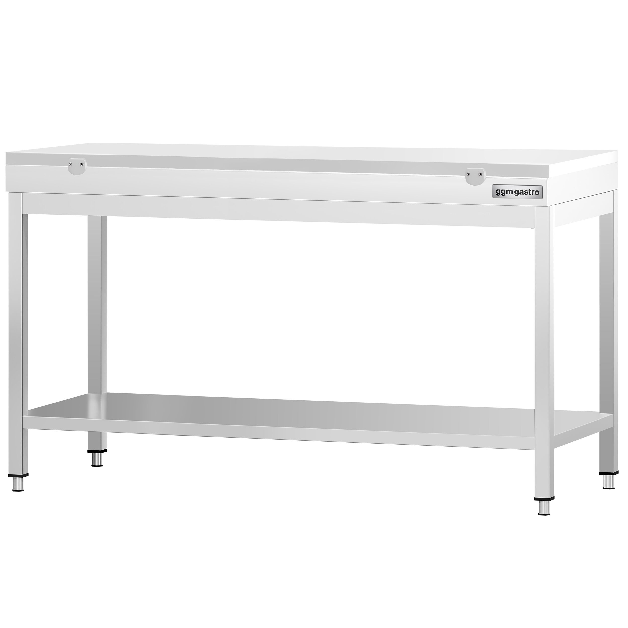 Table de travail inox PREMIUM - 1600 x 600 mm - avec tablette inférieure - incl. Planche à découper Blanche