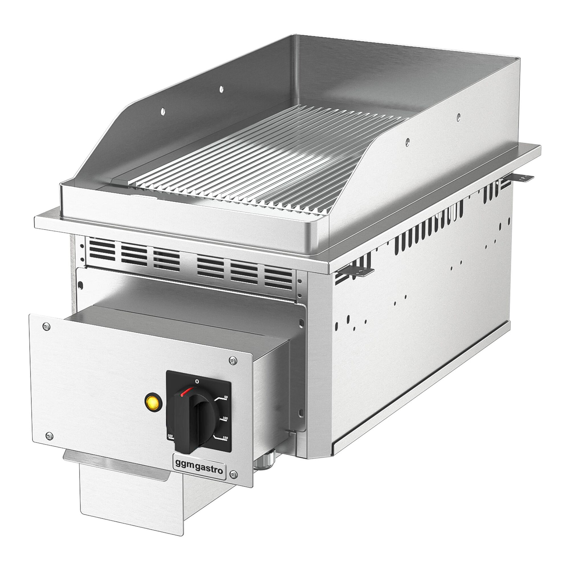 Plancha électrique - plaque acier - 4,5 kW - Rainurée - Surface de cuisson : 297x484mm