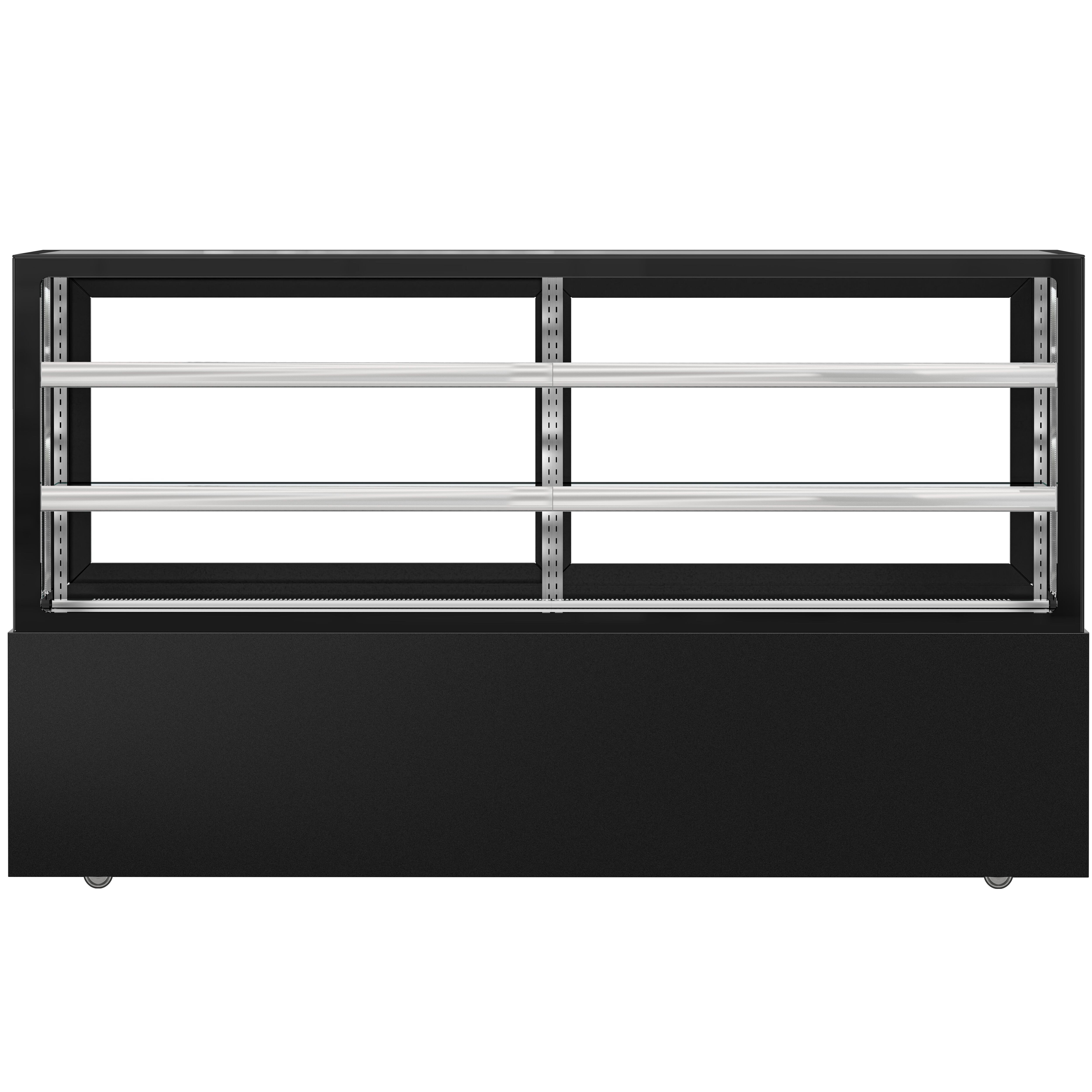 Vitrine à pâtisserie réfrigérée - 890L - 2000mm - Double vitrage - avec 2 étagères en verre - portes coulissantes arrière - Noir mat