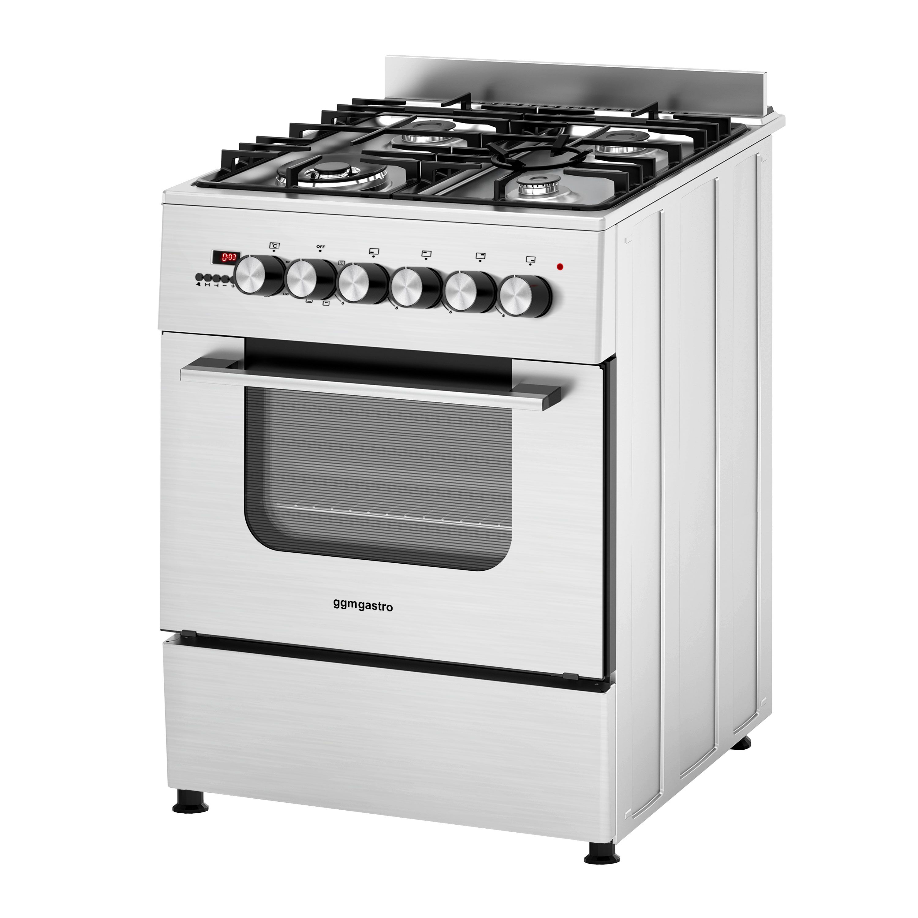Commercial Gas Cooker – 4 Burners (8.4 kW) – 600 mm – with Electric Oven (3.85 kW)