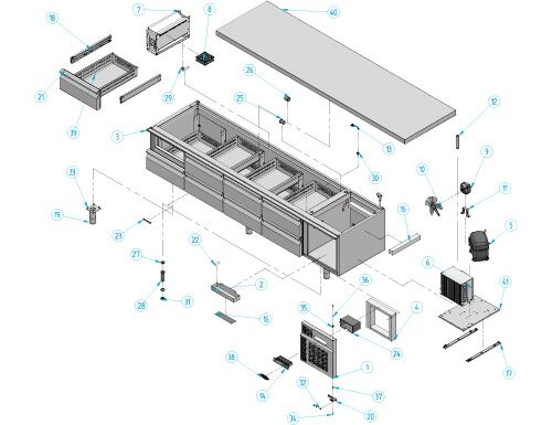Commercial Refrigerated Counter PREMIUM PLUS - -2 to +8°C - 2400mm - 8 Drawer - 8x GN 1/1