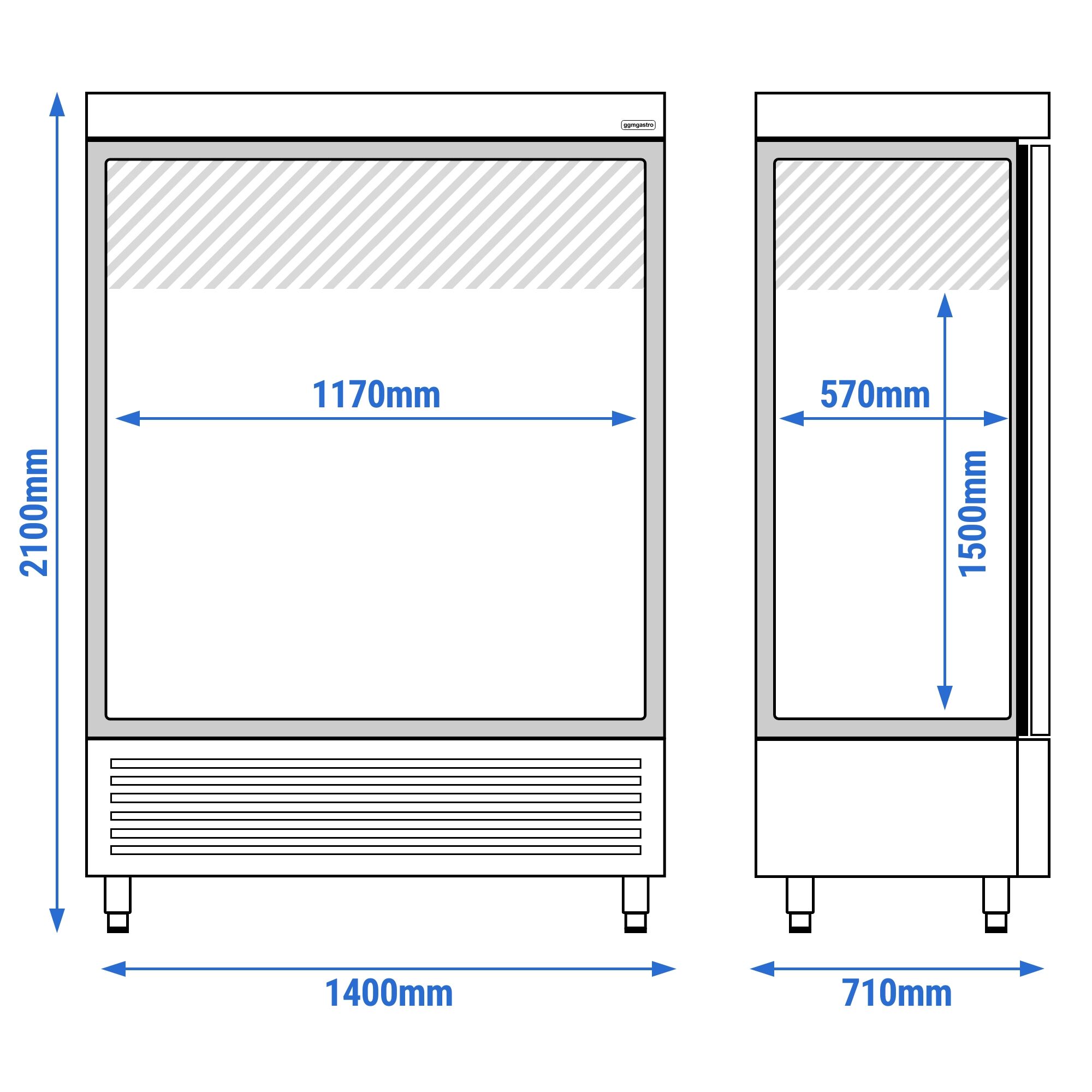 Armoire réfrigérée positive Inox AISI 430 PREMIUM - 1200 L - avec 2 portes