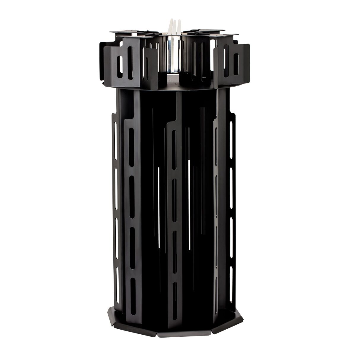 حامل/منظِّم أكواب وأغطية - دوَّار - ستانلس ستيل - أسود - لقطر حافة 80 | 150 mm