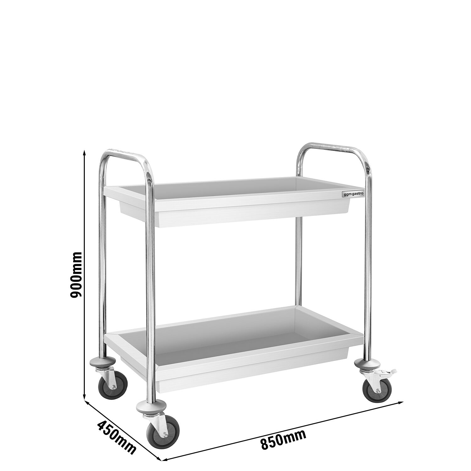 Chariot de service – 850x450 mm – avec 2 bacs