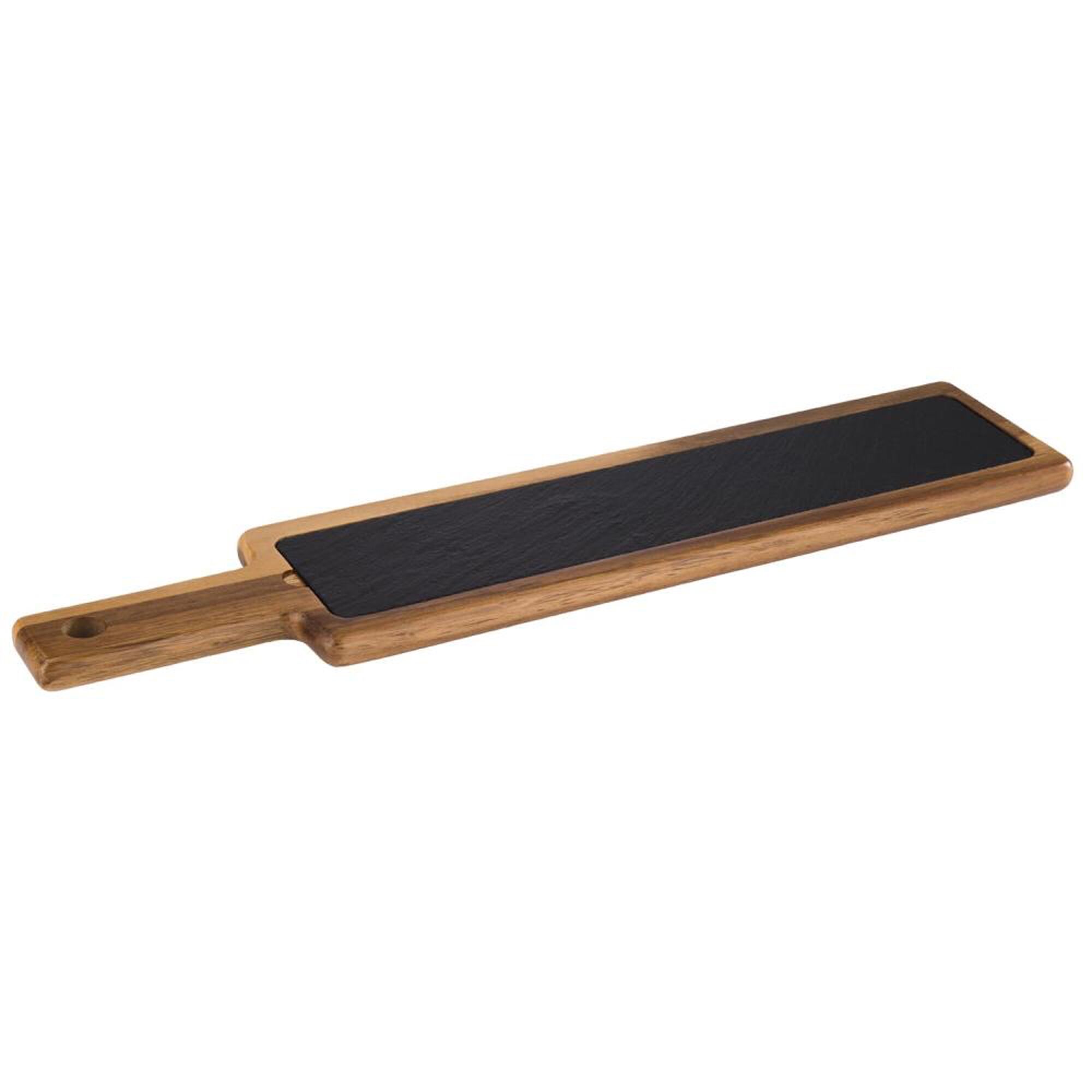 (6 pcs) Planche de service - FUSIONA - Set de 2 pièces - incl. ardoise naturelle - Acacia - 550x120mm