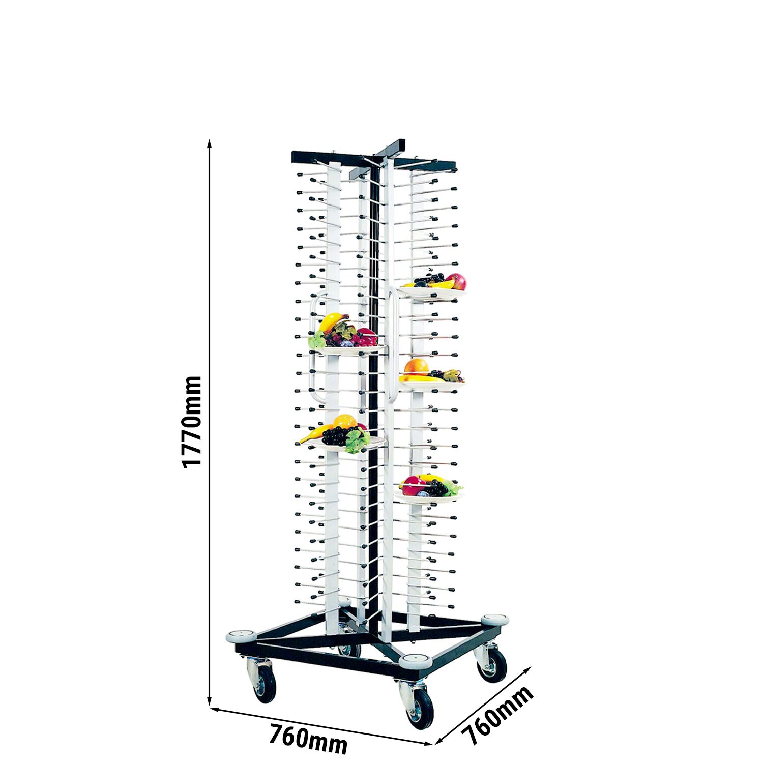 Empileur d’assiettes - jusqu’à 100 assiettes - Ø 17 - 32 cm - à roulettes