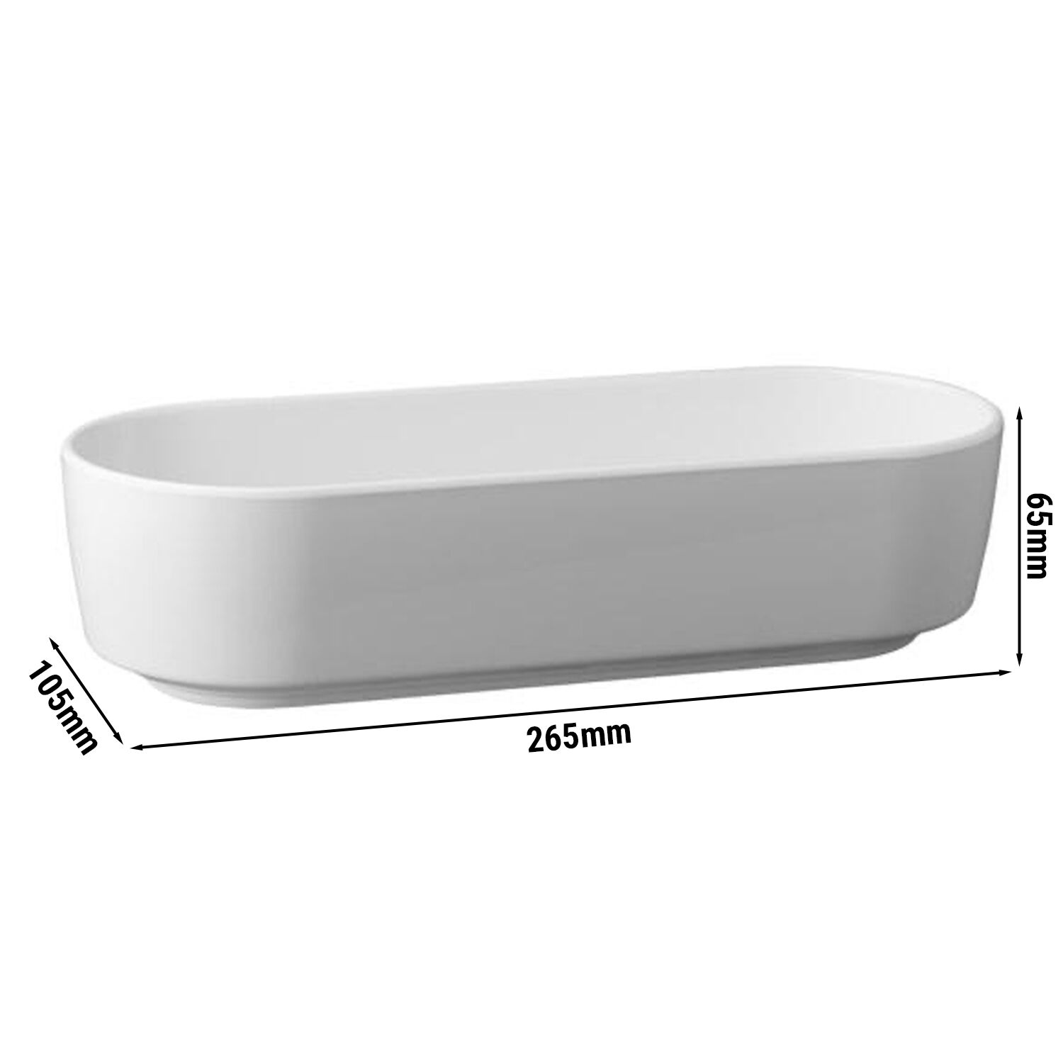 (6 pcs) Coupe - CASUAL - Mélamine - 1L - 265x105mm - Profondeur : 65mm - Blanc